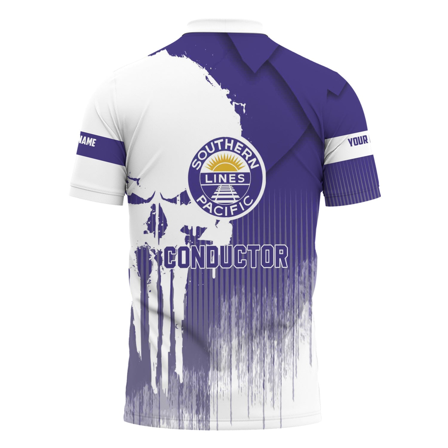 Railspirit Personalized Southern Pacific Railroad Polo Shirt Skull Design with Custom Job Train Shirt for Trackhead Crew