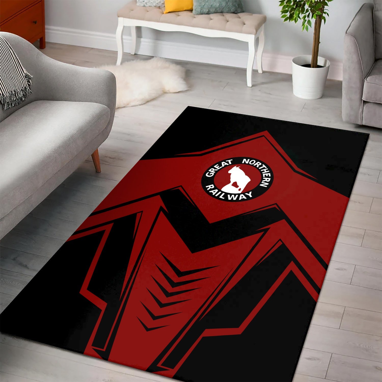 Railspirit Great Northern Railway Area Rug Railway Trainspotter Style GNR Rug Gift Idea For Foamers