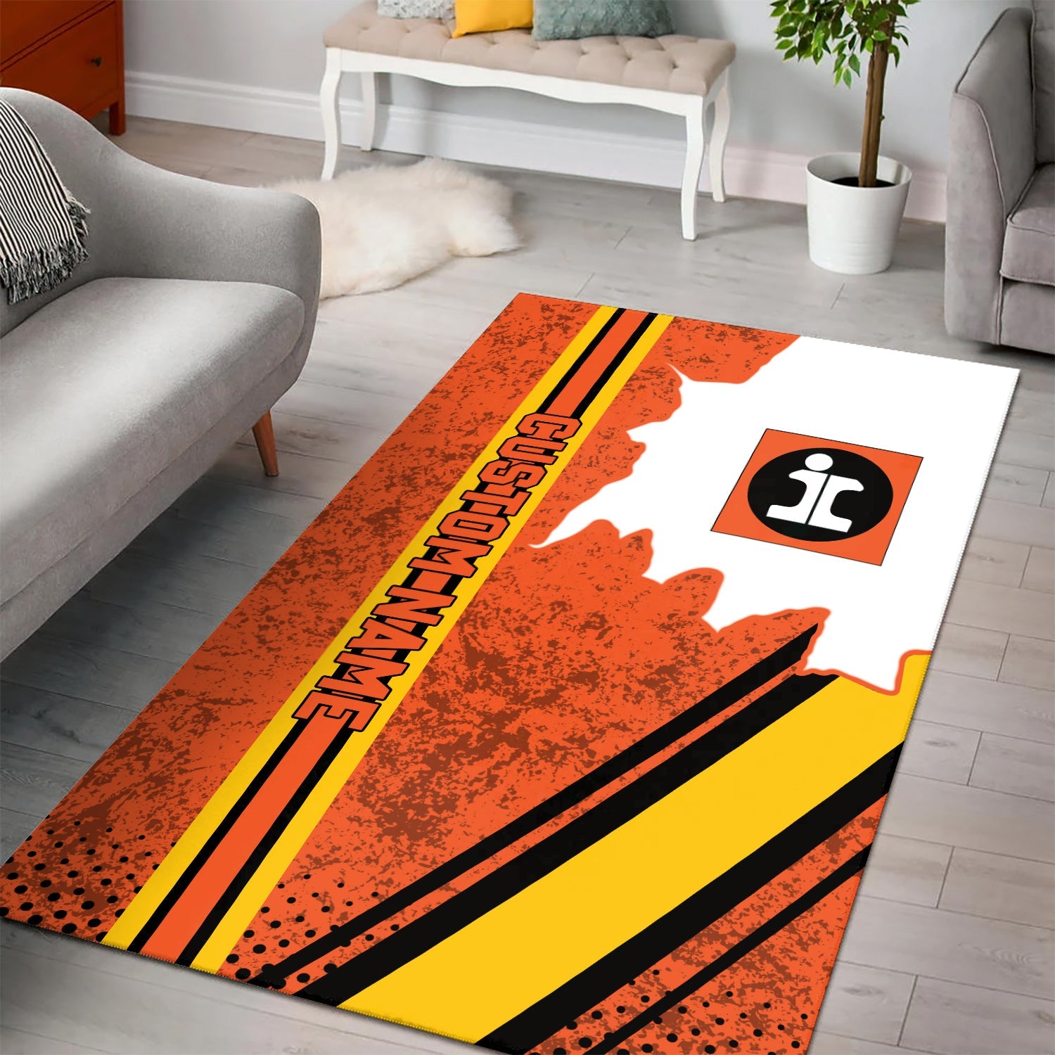 Railspirit Personalized Illinois Central Railroad Area Rug Vintage All Over Printed Rug