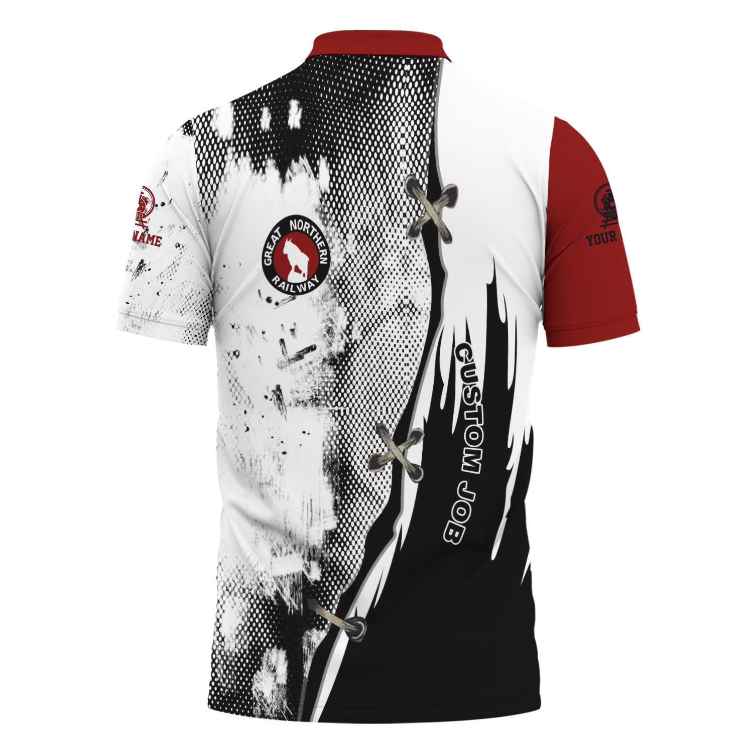 Railspirit Personalized Great Northern Railway Polo Shirt Retro Stitches Design with Custom Position GNR Train Shirt