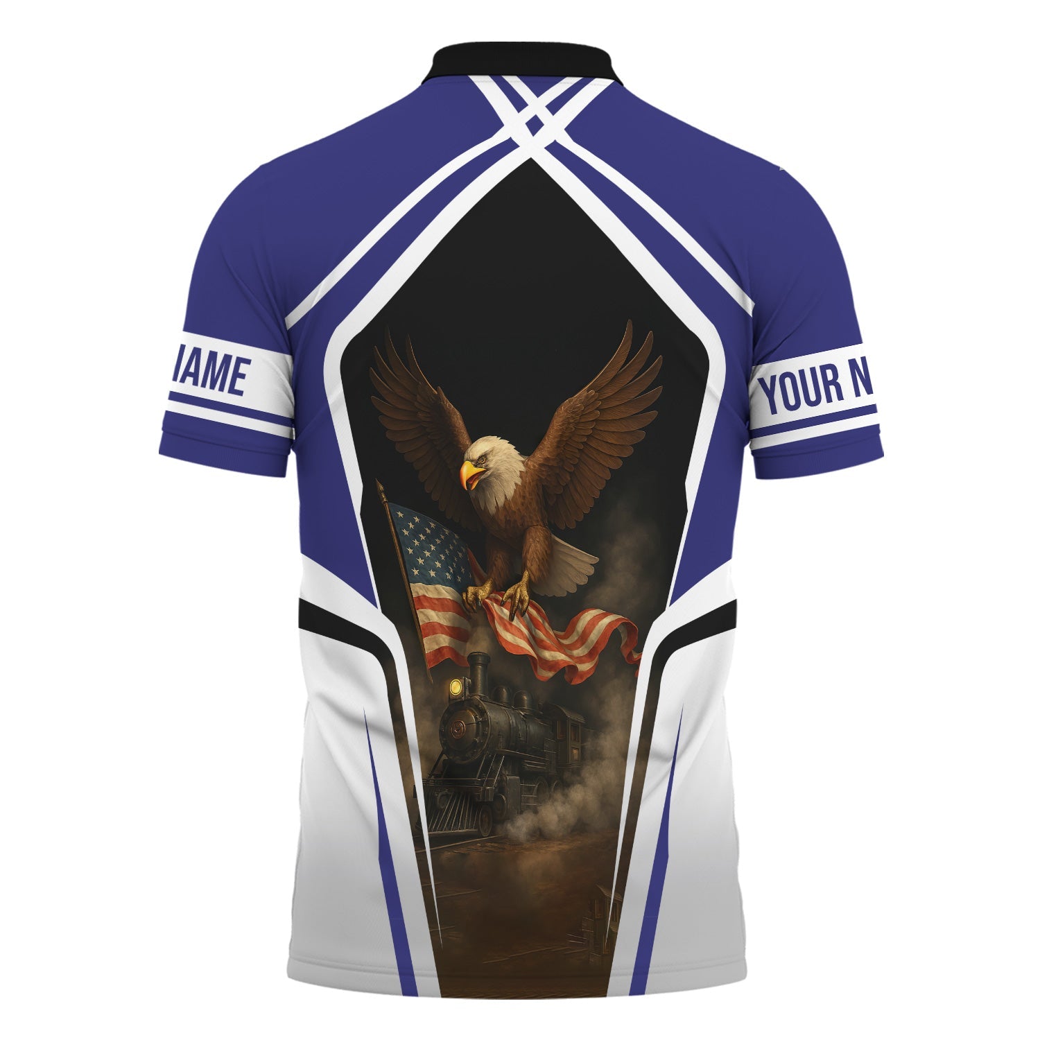 Railspirit Personalized Chicago, Burlington and Quincy Railroad Polo Shirt American Eagle Vintage Train Shirt