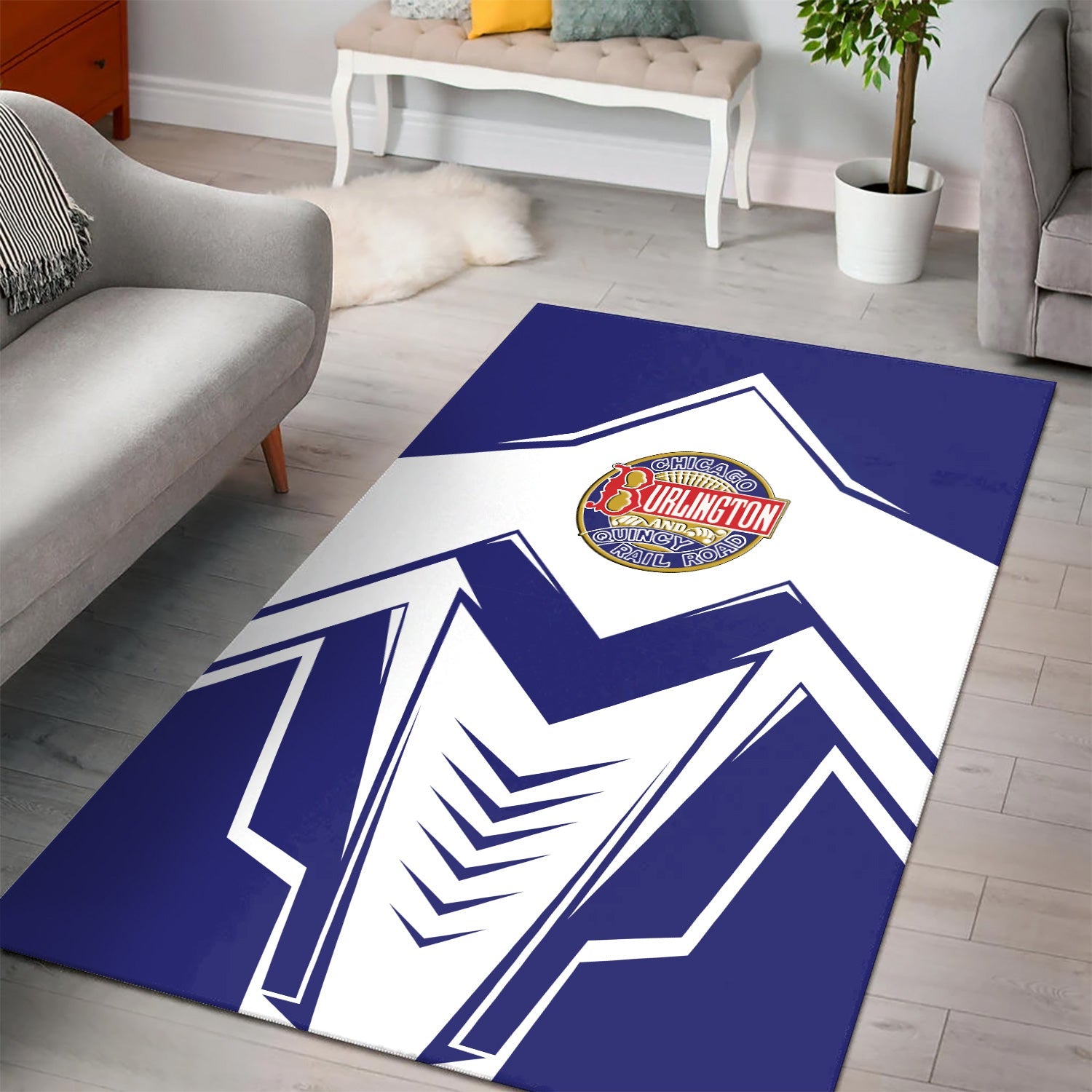 Railspirit Chicago, Burlington and Quincy Railroad Area Rug Railway Trainspotter Style Rug Gift Idea For Foamers