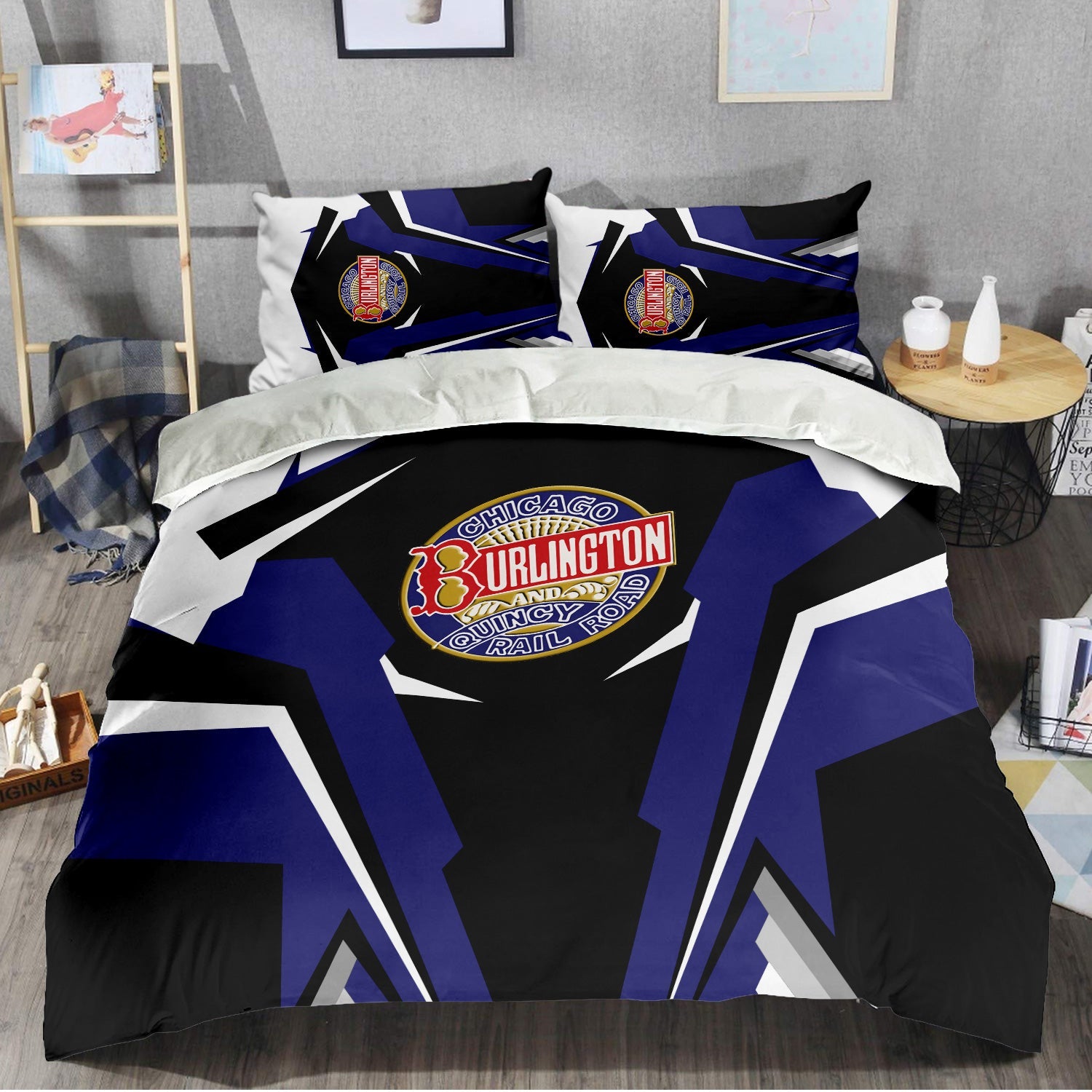 Railspirit Chicago, Burlington and Quincy Railroad Bedding Set Strong Line Style Bedding Set All Over Print