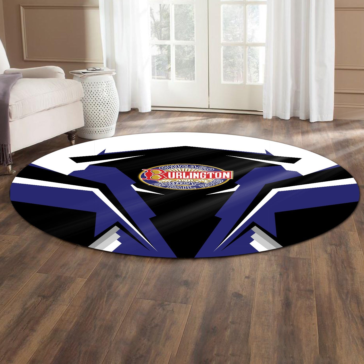 Railspirit Chicago, Burlington and Quincy Railroad Round Mat Strong Line Style Rug All Over Print