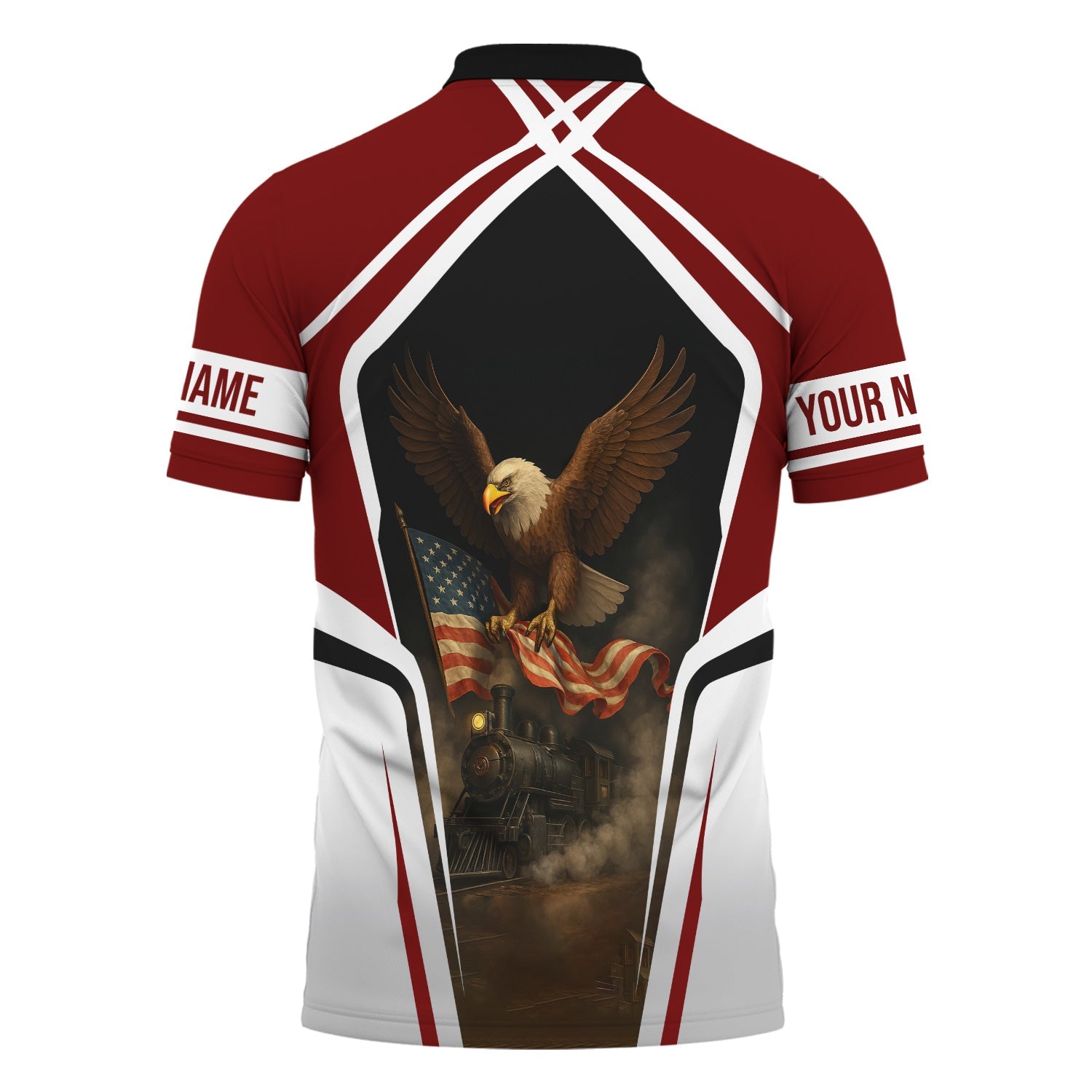 Railspirit Personalized Delaware, Lackawanna and Western Railroad Polo Shirt American Eagle Vintage Train DL&W Shirt