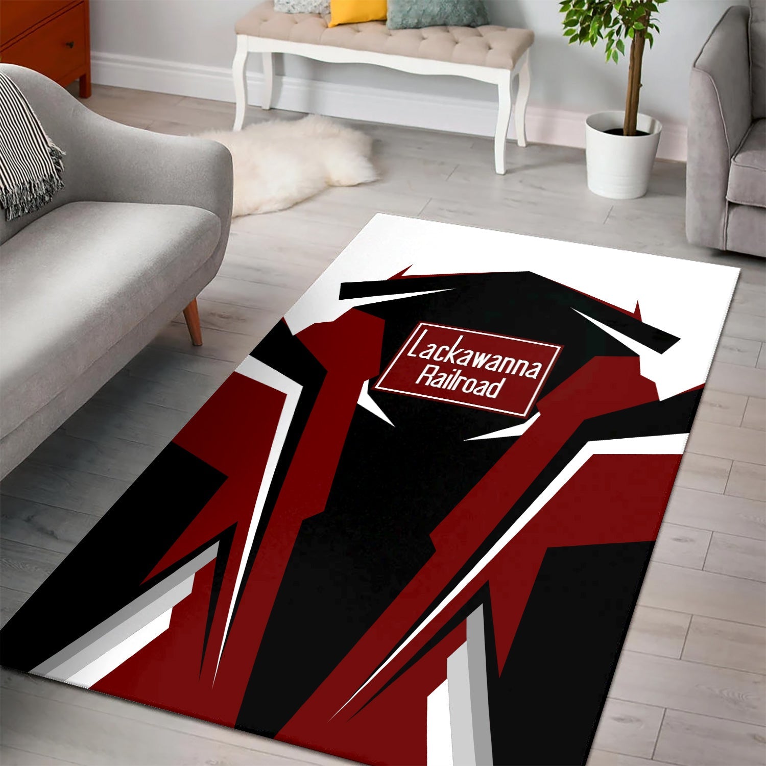 Railspirit Personalized Delaware, Lackawanna and Western Railroad Area Rug DL&W Strong Line Style  Train Area Rug Gift Idea For Train Lover