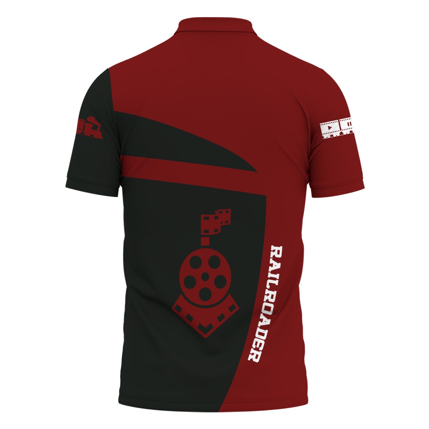 Railspirit Personalized Delaware, Lackawanna and Western Railroad Polo Shirt All Aboard Steam Train Movie Projector Style DL&W Shirt