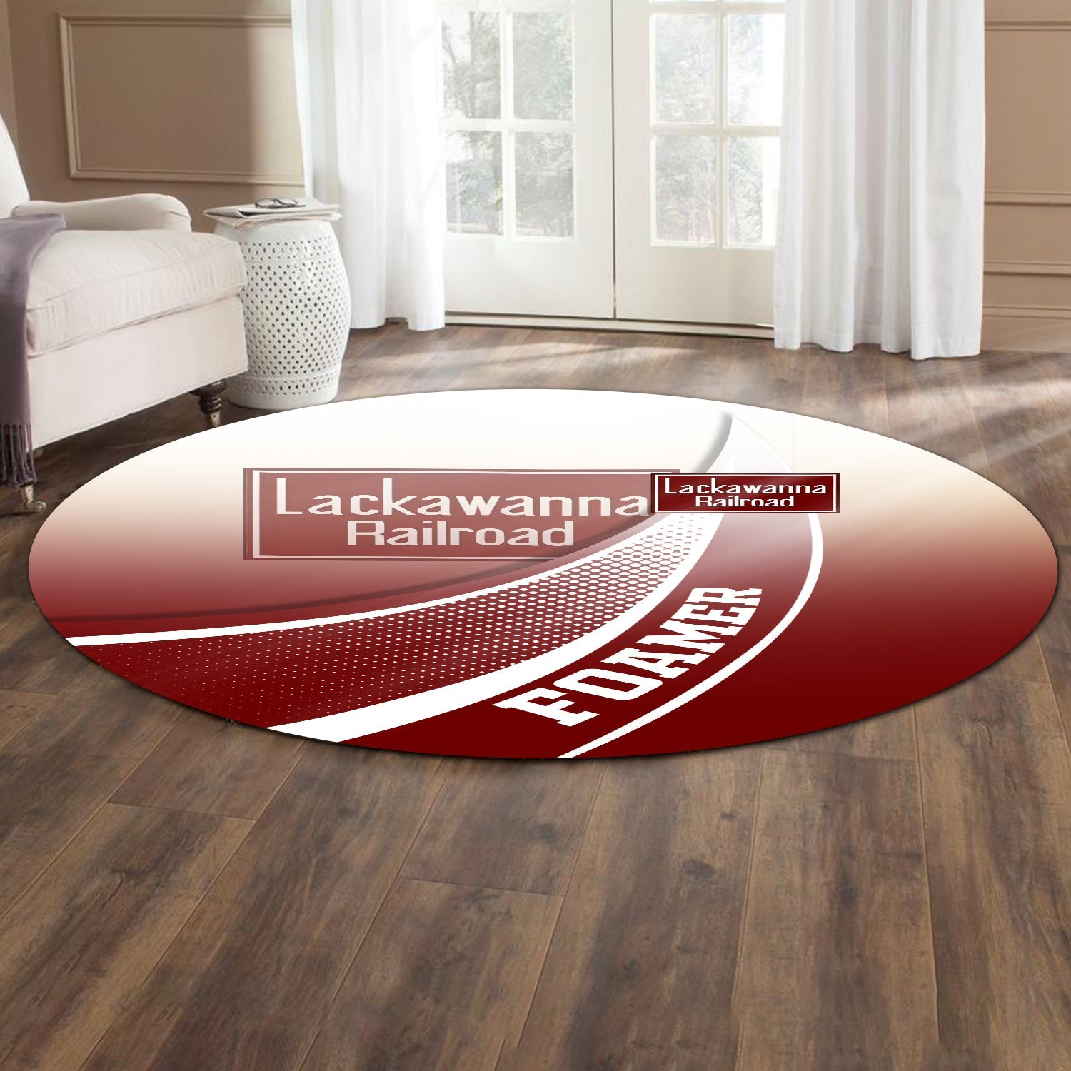 Railspirit Delaware, Lackawanna and Western Railroad Round Mat Railway-Themed Style DL&W Mat Gift Idea For Trainspotter