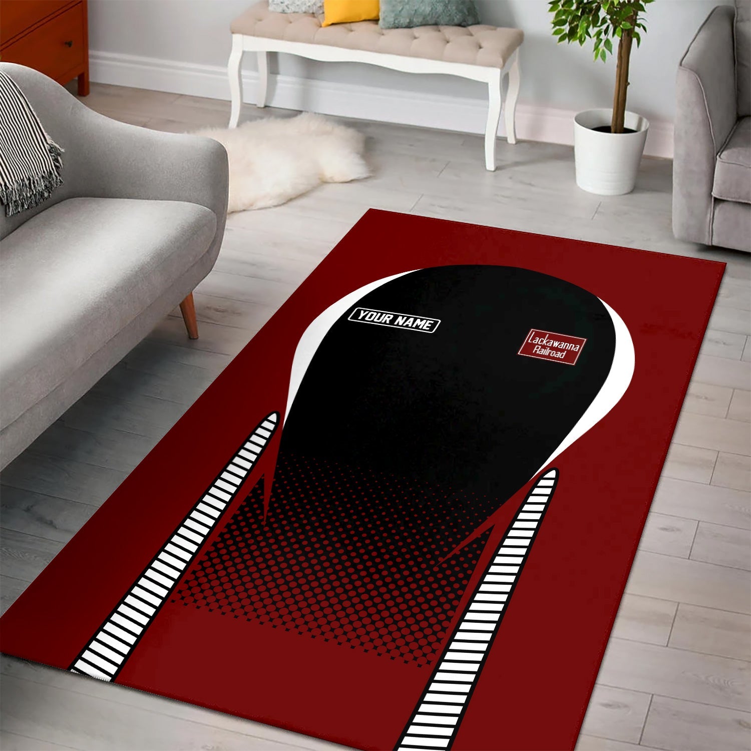 Railspirit Personalized Delaware, Lackawanna and Western Railroad Area Rug DL&W All Over Printed Rug