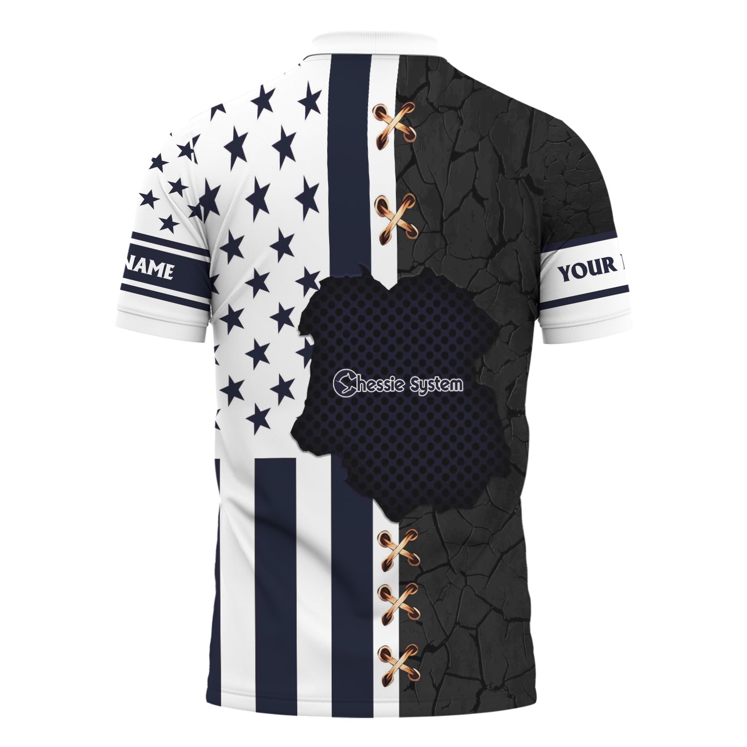 Railspirit Personalized Chessie System Railroad Polo Shirt American Flag with Crack Effect Train Shirt
