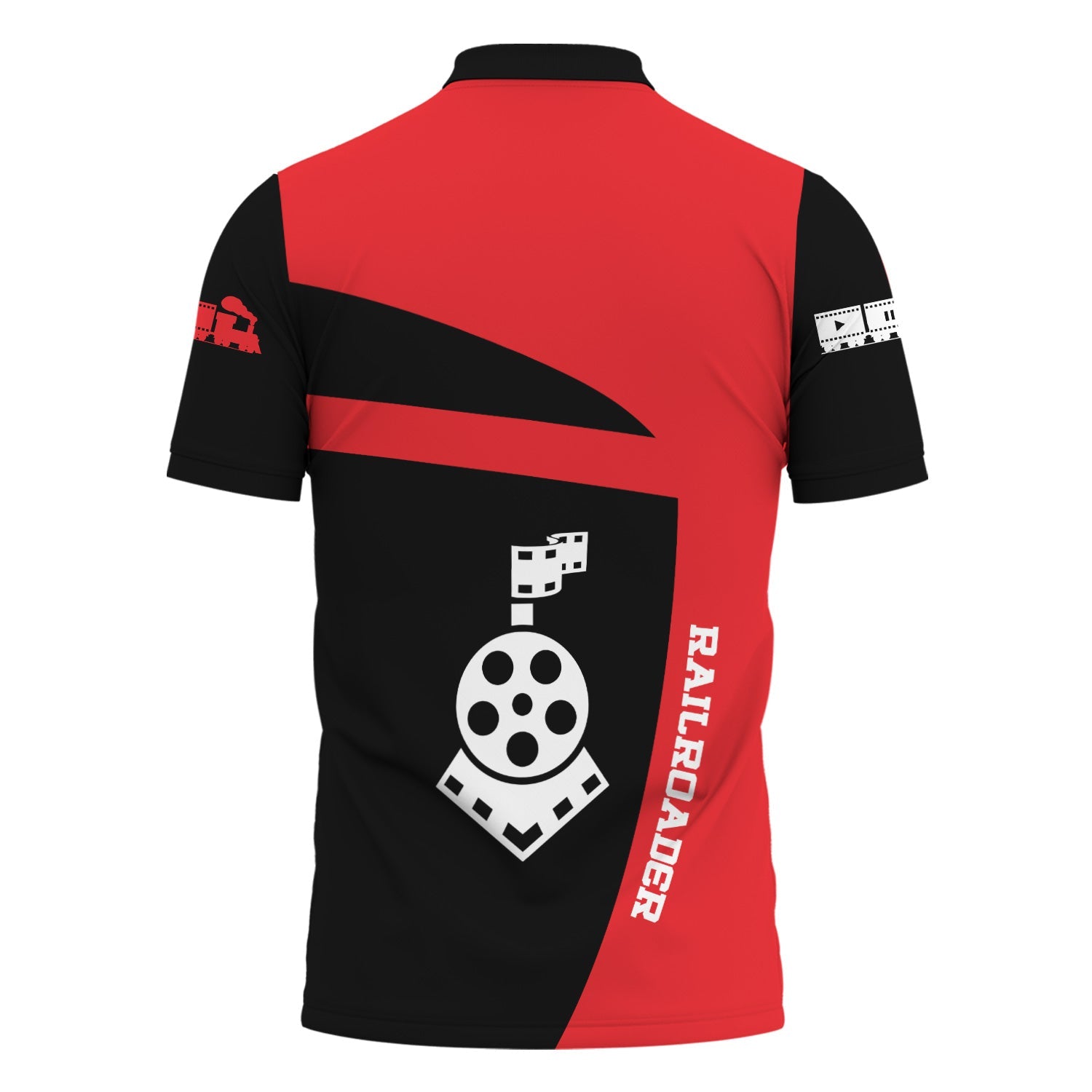 Railspirit Personalized Atlantic Coast Line Railroad Polo Shirt All Aboard Steam Train Movie Projector Style Shirt