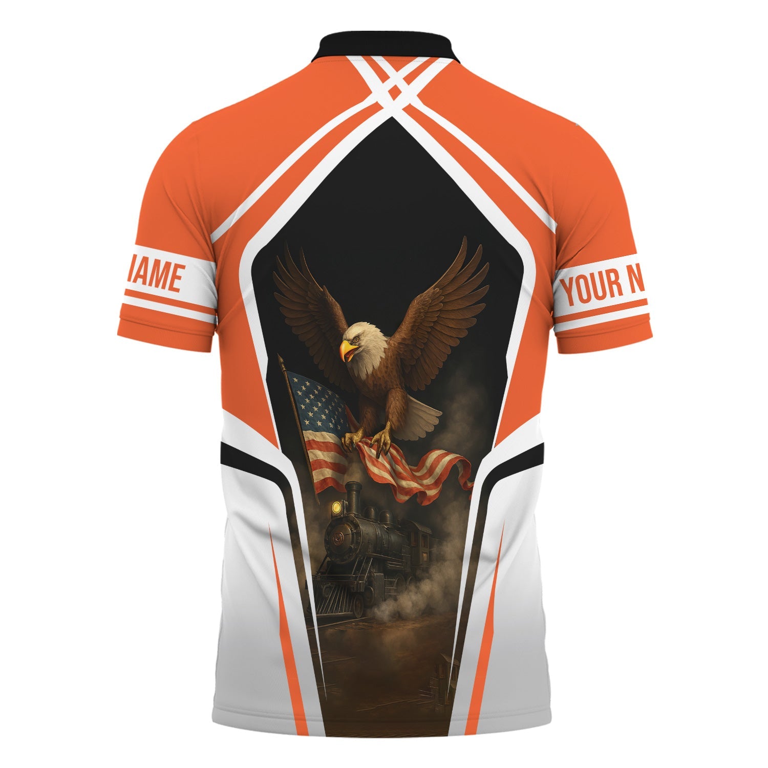 Railspirit Personalized Illinois Central Railroad Polo Shirt American Eagle Vintage Train Shirt