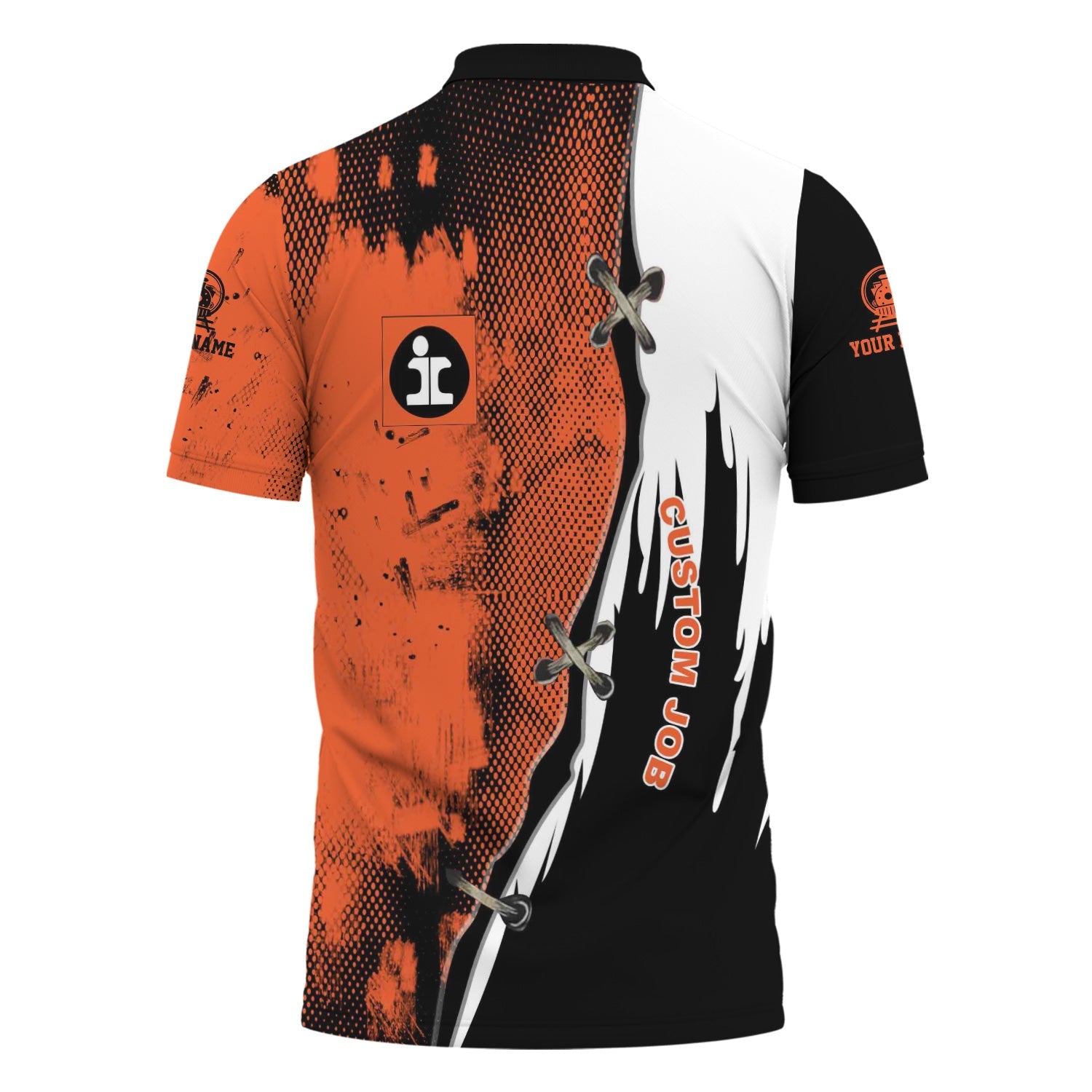 Railspirit Personalized Illinois Central Railroad Polo Shirt Retro Stitches Design with Custom Position Train Shirt