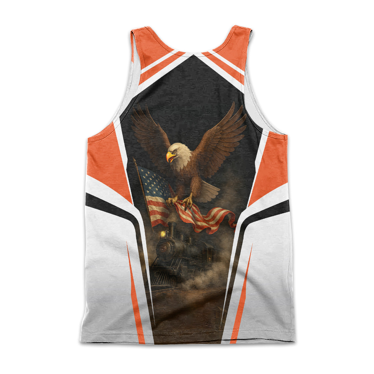 Railspirit Personalized Illinois Central Railroad Men Tank Top American Eagle Vintage Train Shirt