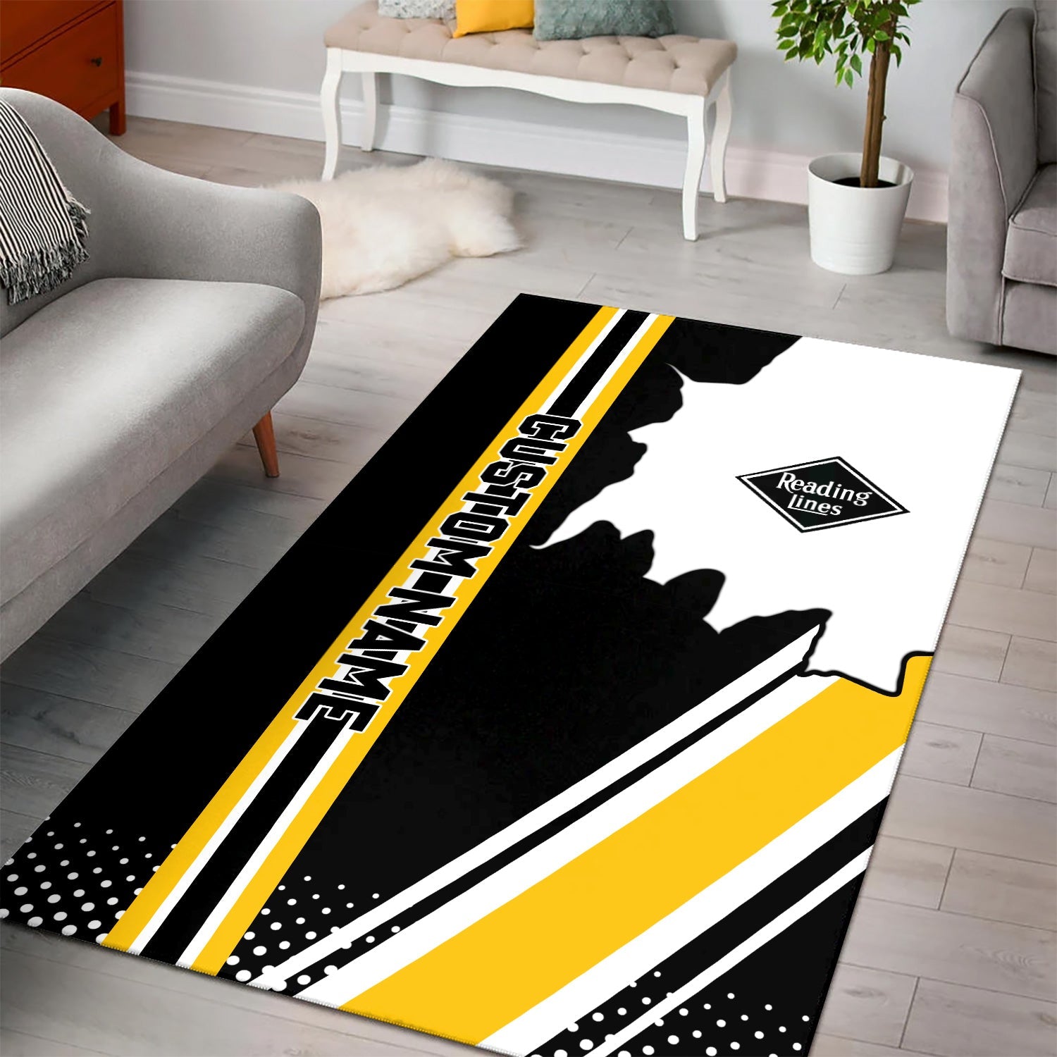 Railspirit Personalized Reading Railroad Area Rug Vintage All Over Printed Rug