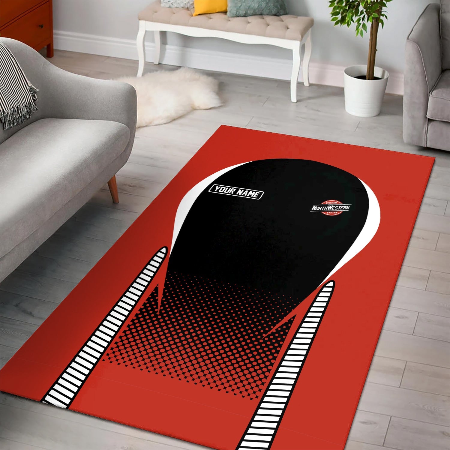 Railspirit Personalized Chicago and North Western Railway Area Rug All Over Printed Rug