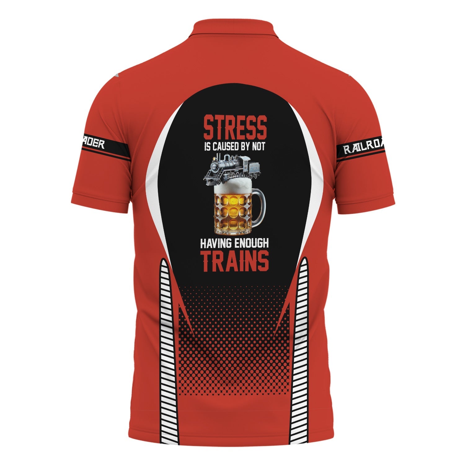 Railspirit Personalized Chicago and North Western Railway Polo Shirt Stress Is Caused By Not Having Enough Trains Shirt All Over Print