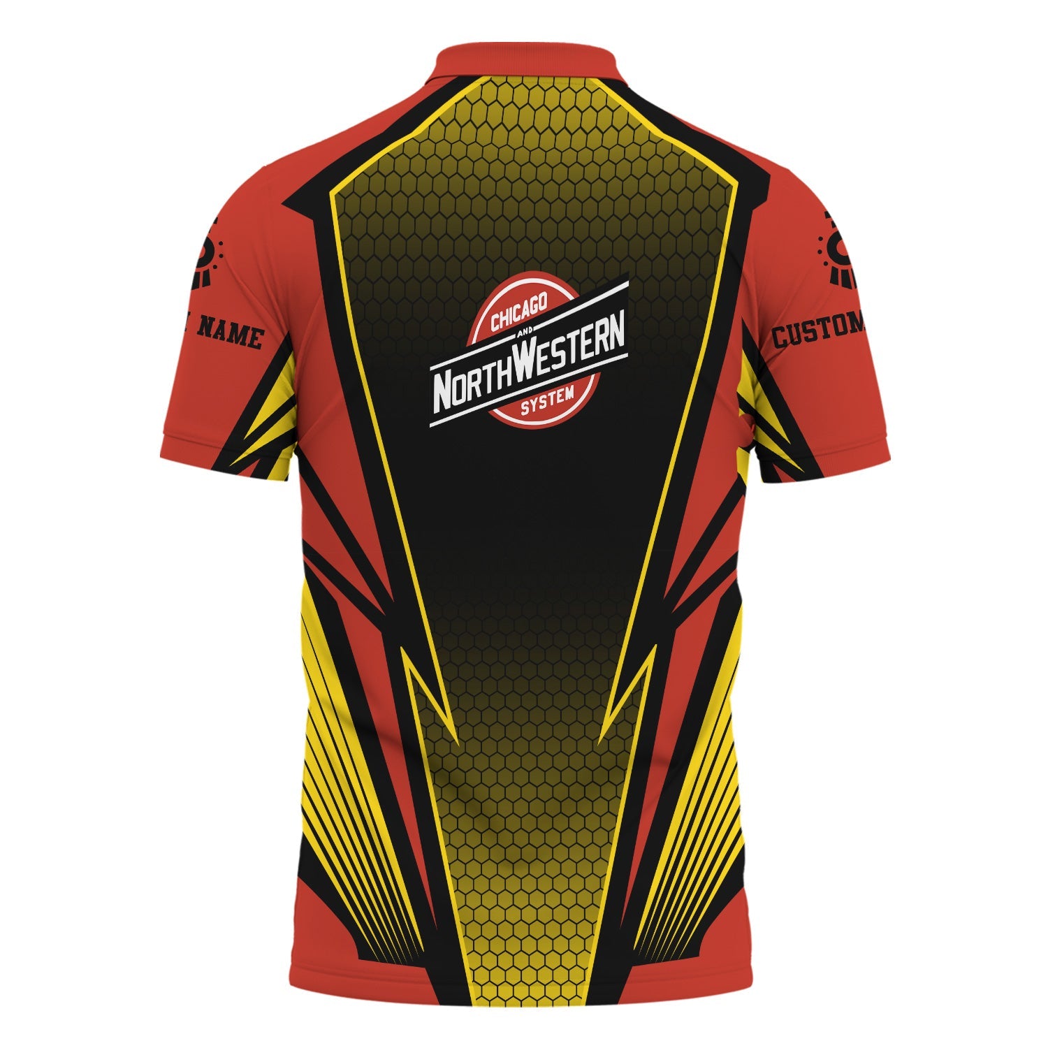 Railspirit Personalized Chicago and North Western Railway Polo Shirt Lightning Graphic Style Shirt Gift Idea For Train Lover