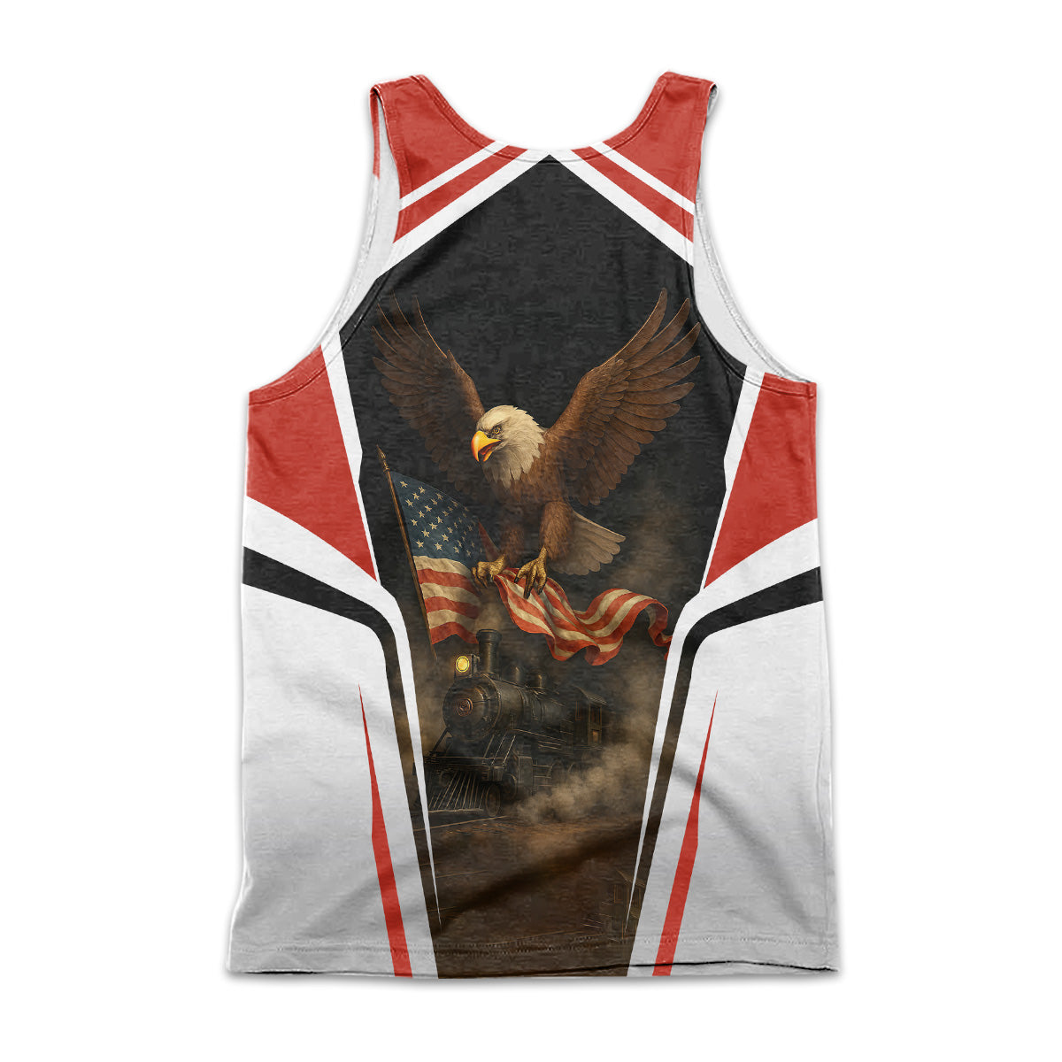 Railspirit Personalized Chicago and North Western Railway Men Tank Top American Eagle Vintage Train Shirt