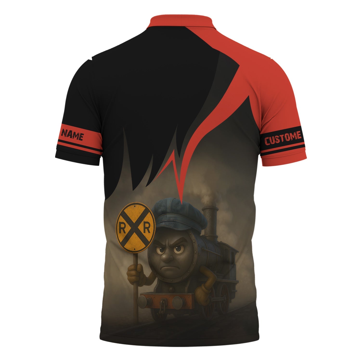 Railspirit Personalized Chicago and North Western Railway Polo Shirt Angry Train Polo Shirt Gift Idea For Train Lover