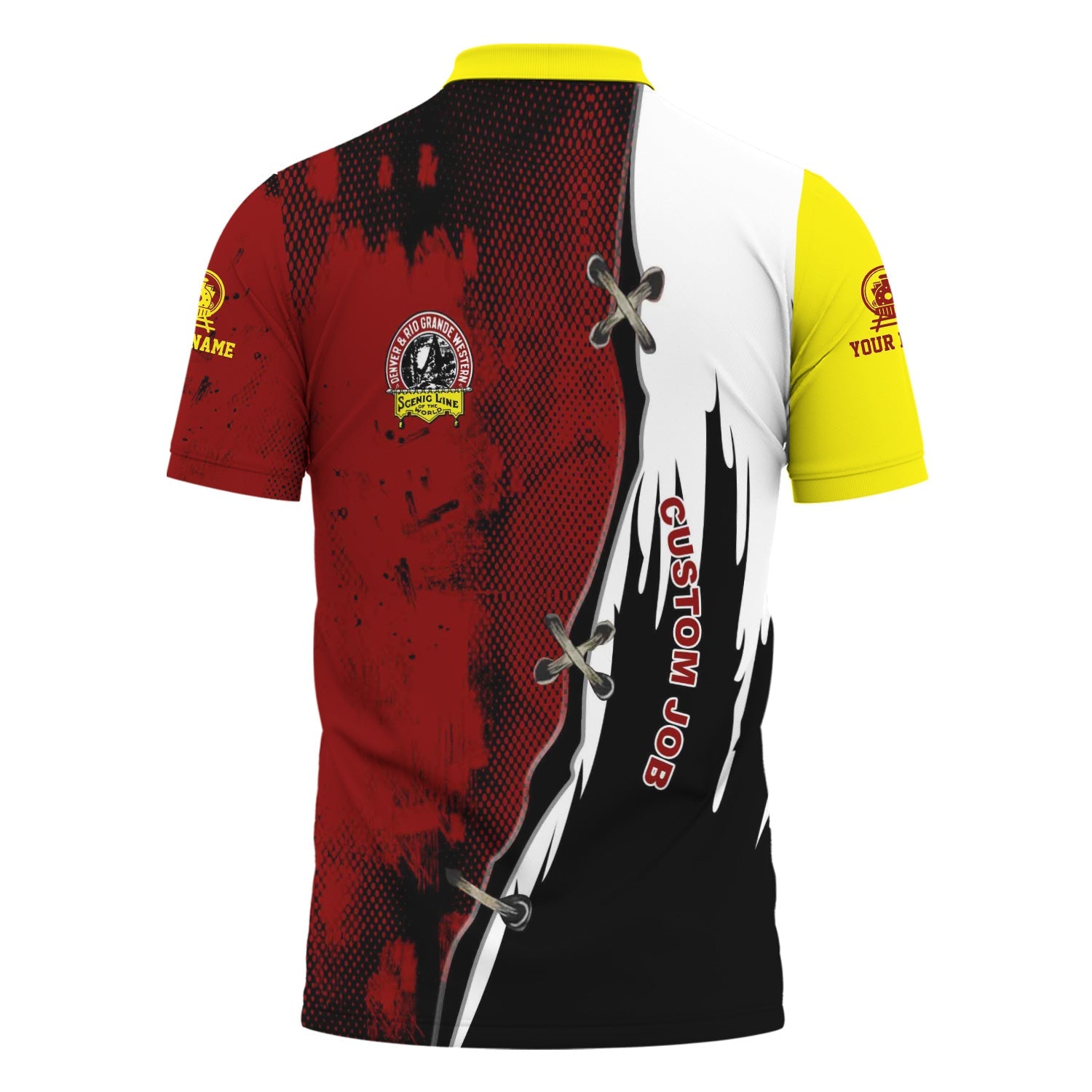 Railspirit Personalized Denver and Rio Grande Western Railroad Polo Shirt Retro Stitches Design with Custom Position Train Shirt