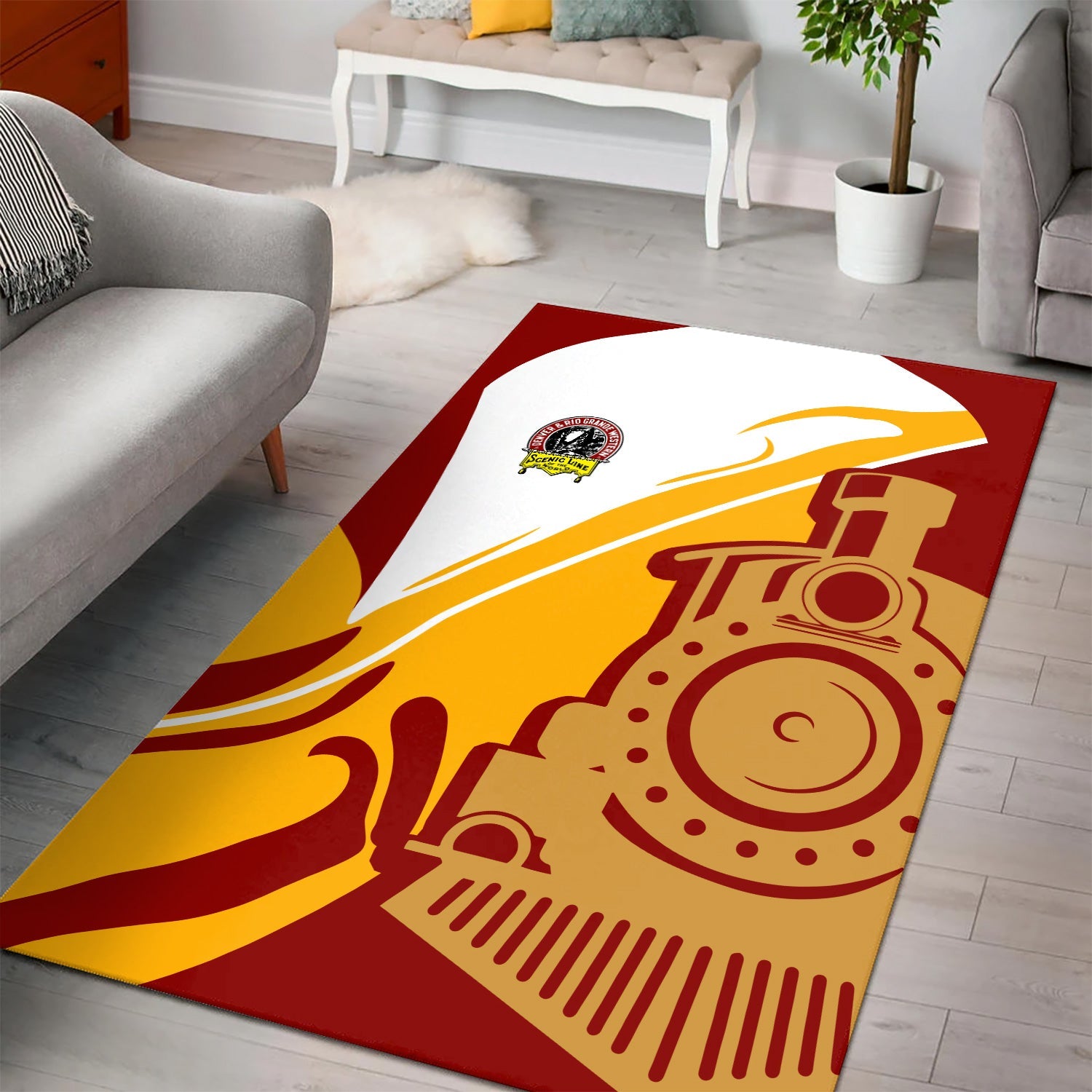 Railspirit Denver and Rio Grande Western Railroad Area Rug Flame-Inspired Style Rug Gift Idea For Train Lovers