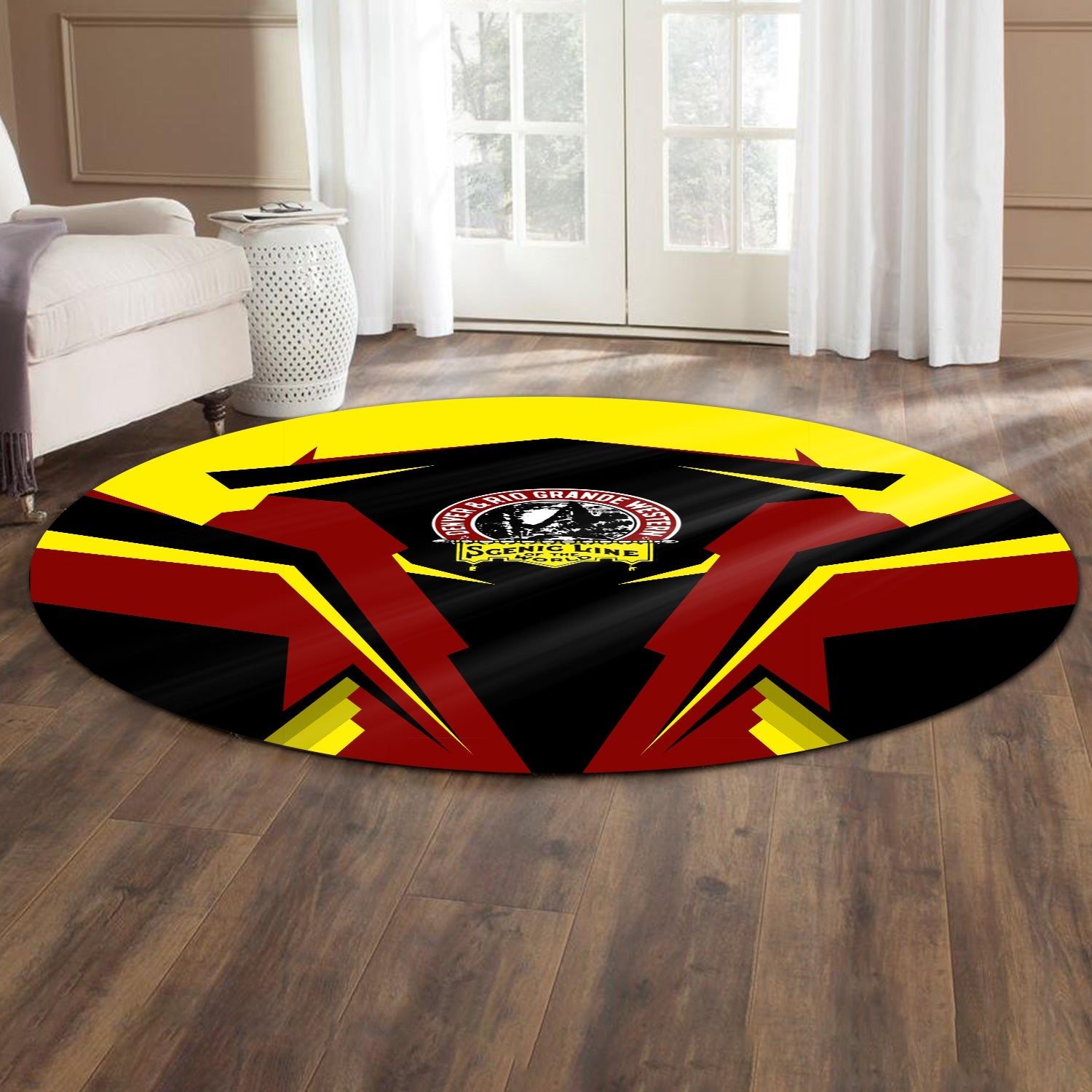 Railspirit Denver and Rio Grande Western Railroad Round Mat Strong Line Style Rug All Over Print