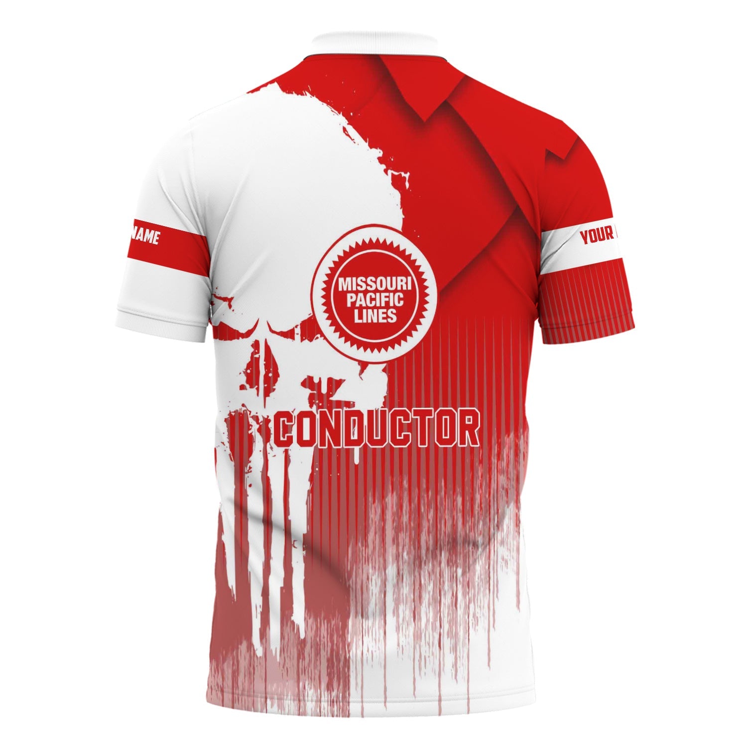 Railspirit Personalized Missouri Pacific Railroad Polo Shirt Skull Design with Custom Job Train Shirt for Trackhead Crew