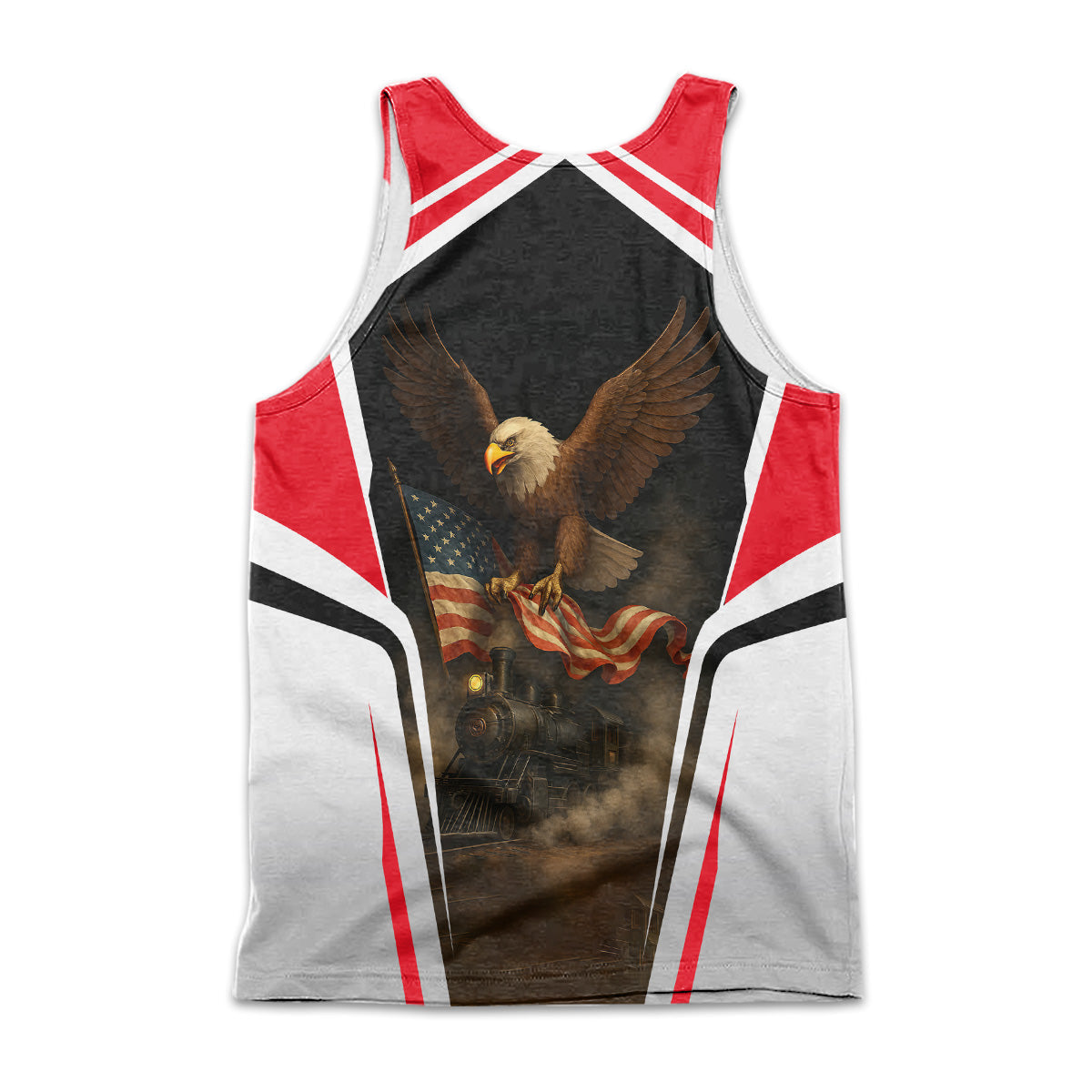 Railspirit Personalized Wabash Railroad Men Tank Top American Eagle Vintage Train Shirt