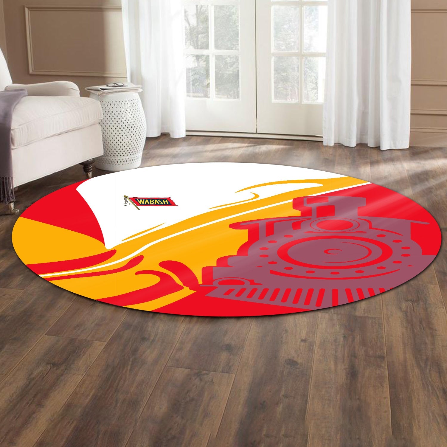 Railspirit Wabash Railroad Round Mat Flame-Inspired Style Mat Gift Idea For Train Lovers