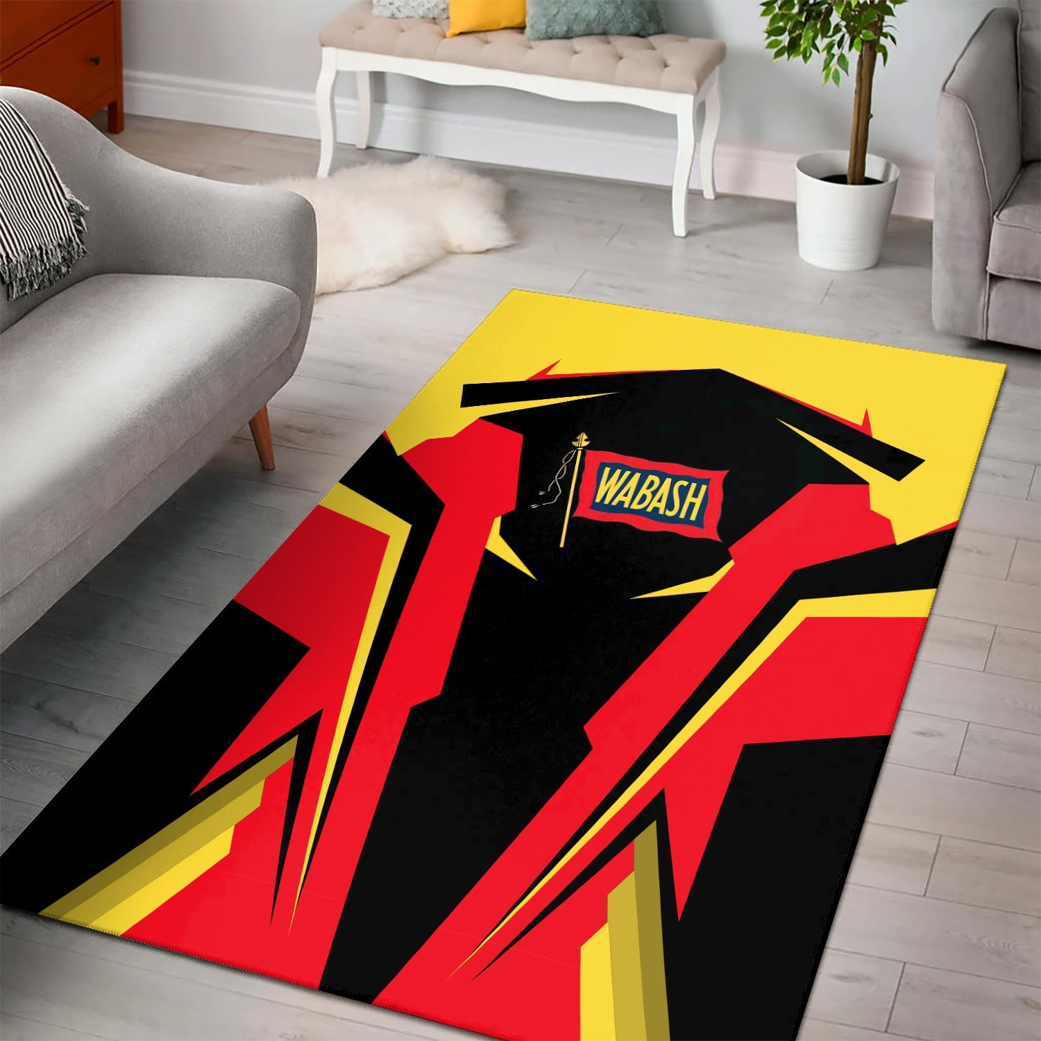 Railspirit Personalized Wabash Railroad Area Rug Strong Line Style  Train Area Rug Gift Idea For Train Lover