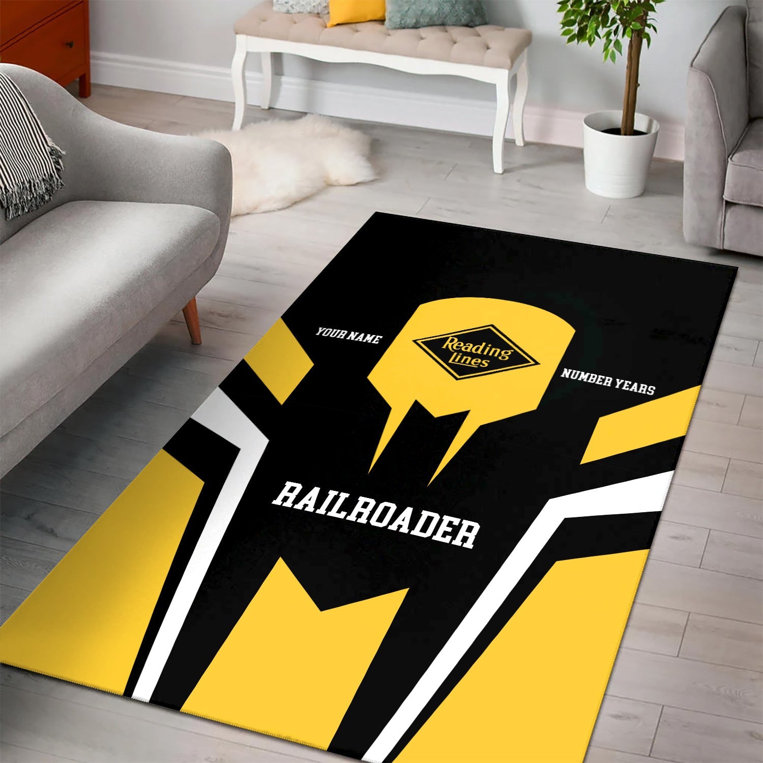 Railspirit Personalized Reading Railroad Area Rug Custom Year Railroader Rug Gift Idea For Train Lover