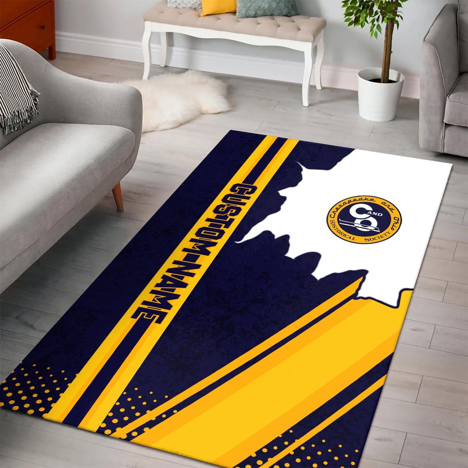 Railspirit Personalized Chesapeake and Ohio Railway Area Rug Vintage C&O All Over Printed Rug