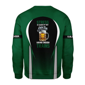 Railspirit Personalized Maine Central Railroad Sweatshirt Stress Is Caused By Not Having Enough Trains Shirt All Over Print Shirt