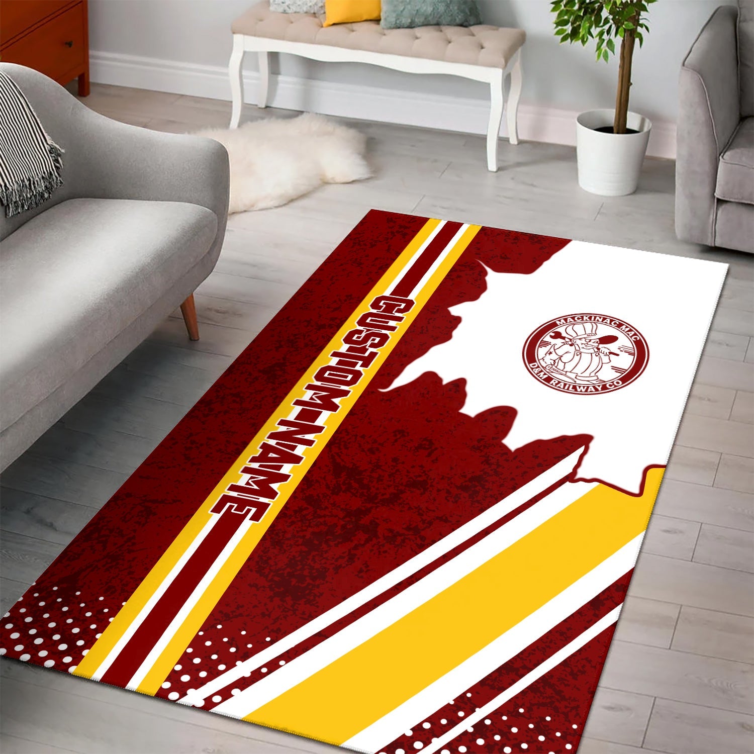 Railspirit Personalized Detroit & Mackinac Railroad Area Rug Vintage All Over Printed Rug