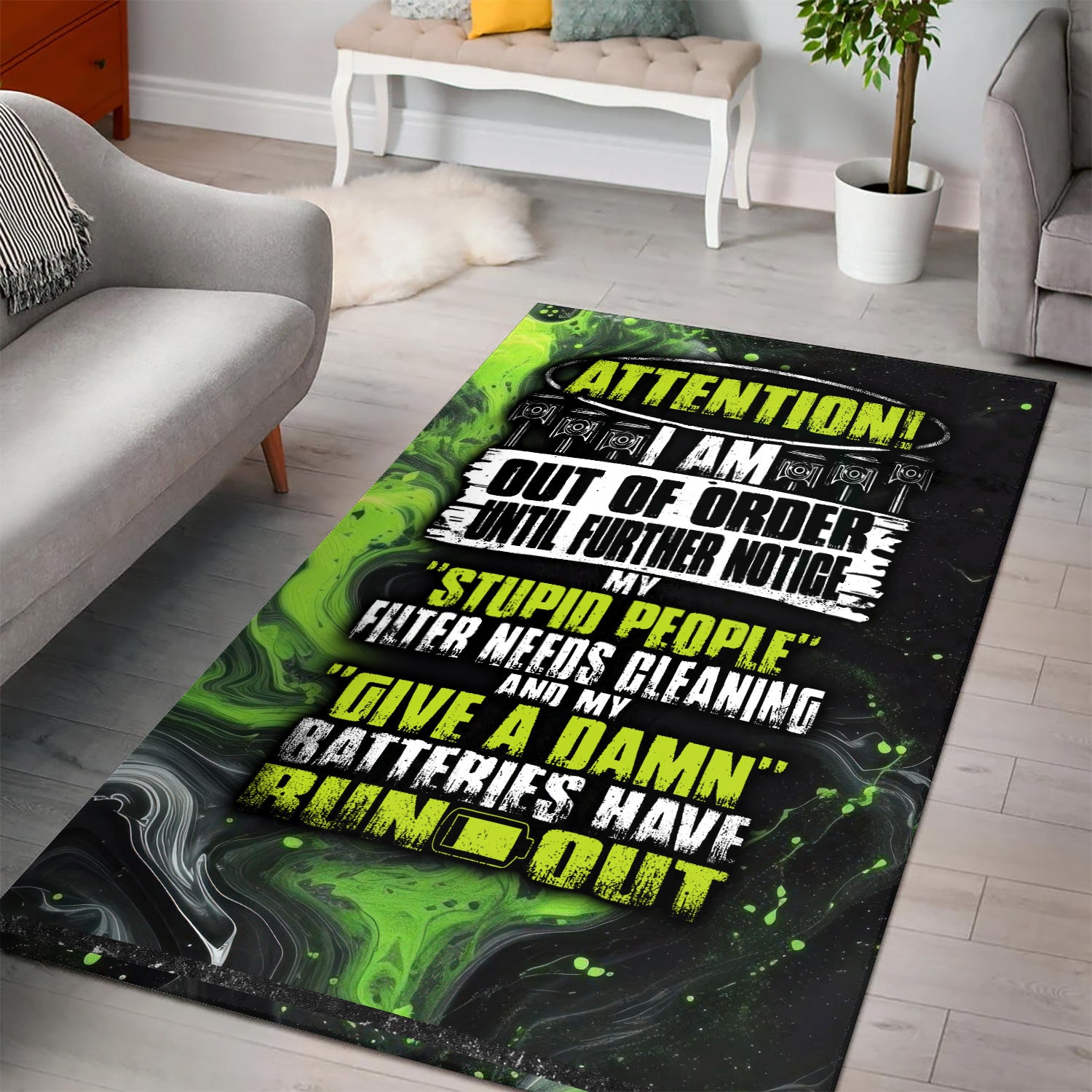 Vintage Mechanic Rug Attention I Am Out Of Order Until Further Notice Area Rug Home Decor