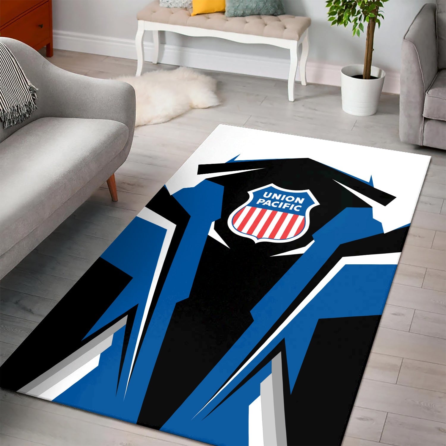 Railspirit Personalized Union Pacific Railroad Area Rug Big Boy Strong Line Style  Train Area Rug Gift Idea For Train Lover
