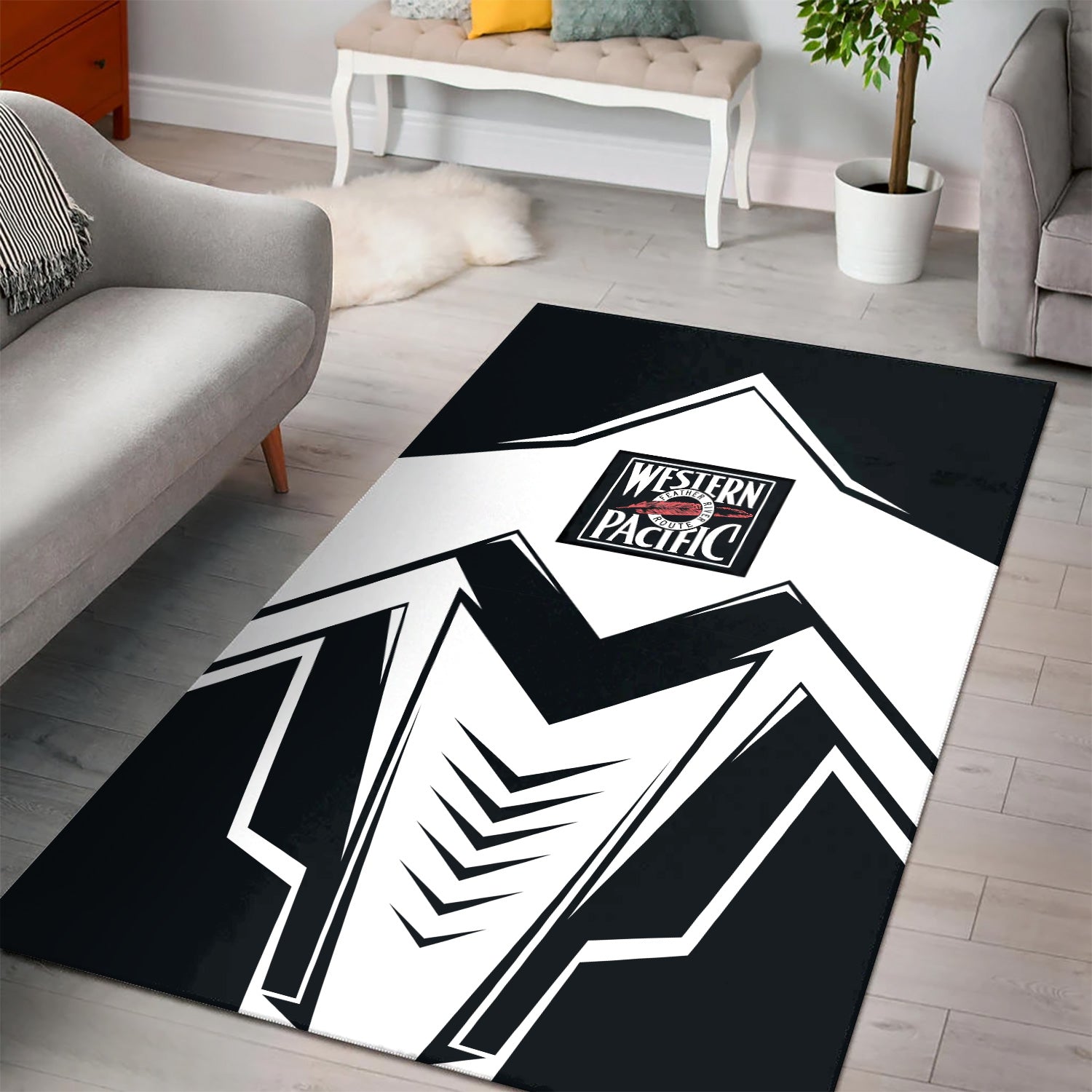 Railspirit Western Pacific Railroad Area Rug Railway Trainspotter Style Rug Gift Idea For Foamers