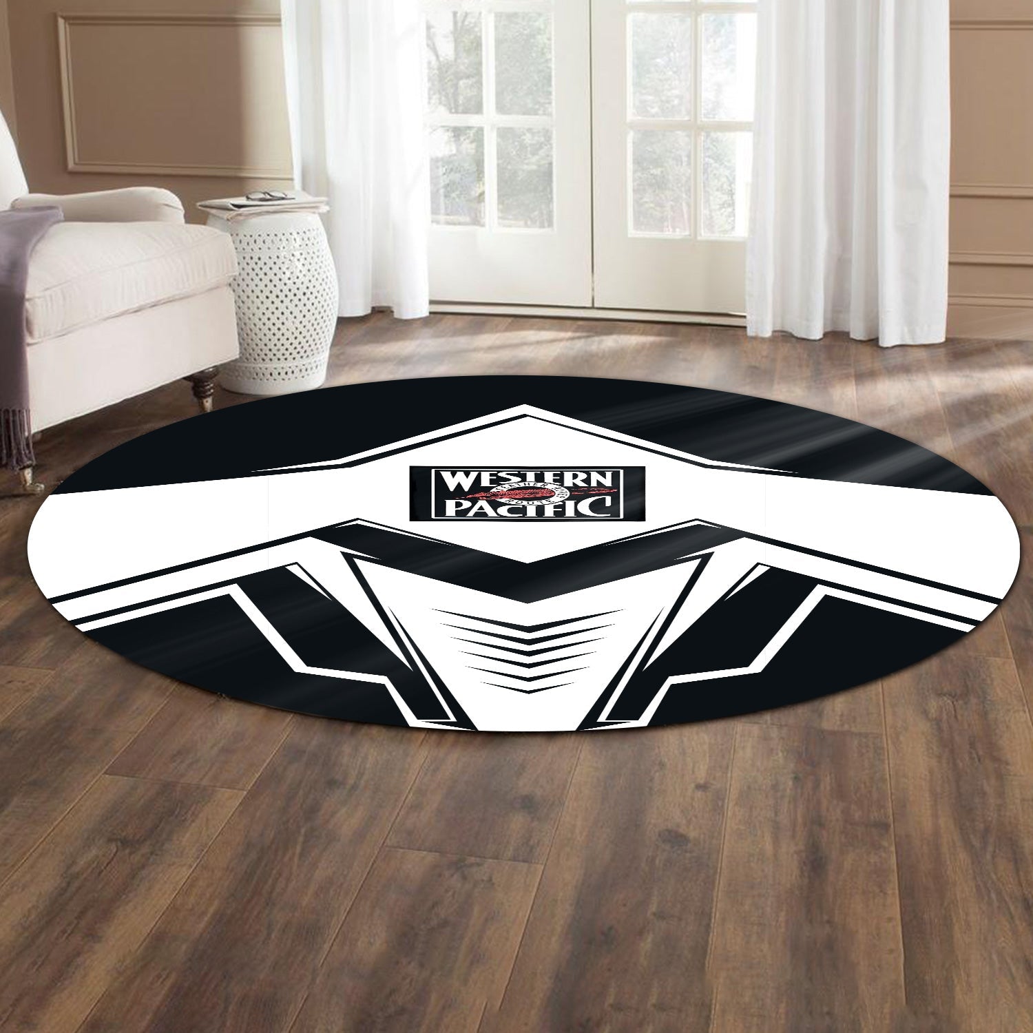 Railspirit Western Pacific Railroad Round Mat Railway Trainspotter Style Mat Gift Idea For Foamers