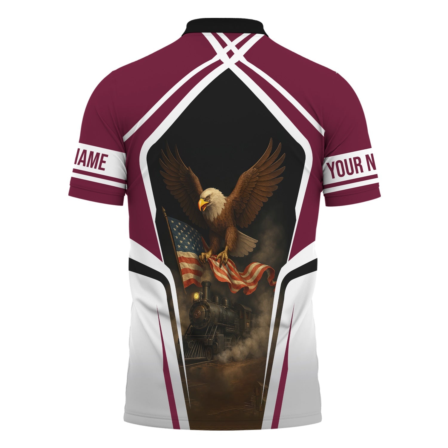 Railspirit Personalized Boston and Maine Railroad Polo Shirt American Eagle Vintage Train Shirt