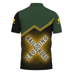 Railspirit Personalized New York, New Haven and Hartford Railroad Polo Shirt Railroad Crossing Printed Train Track Shirt