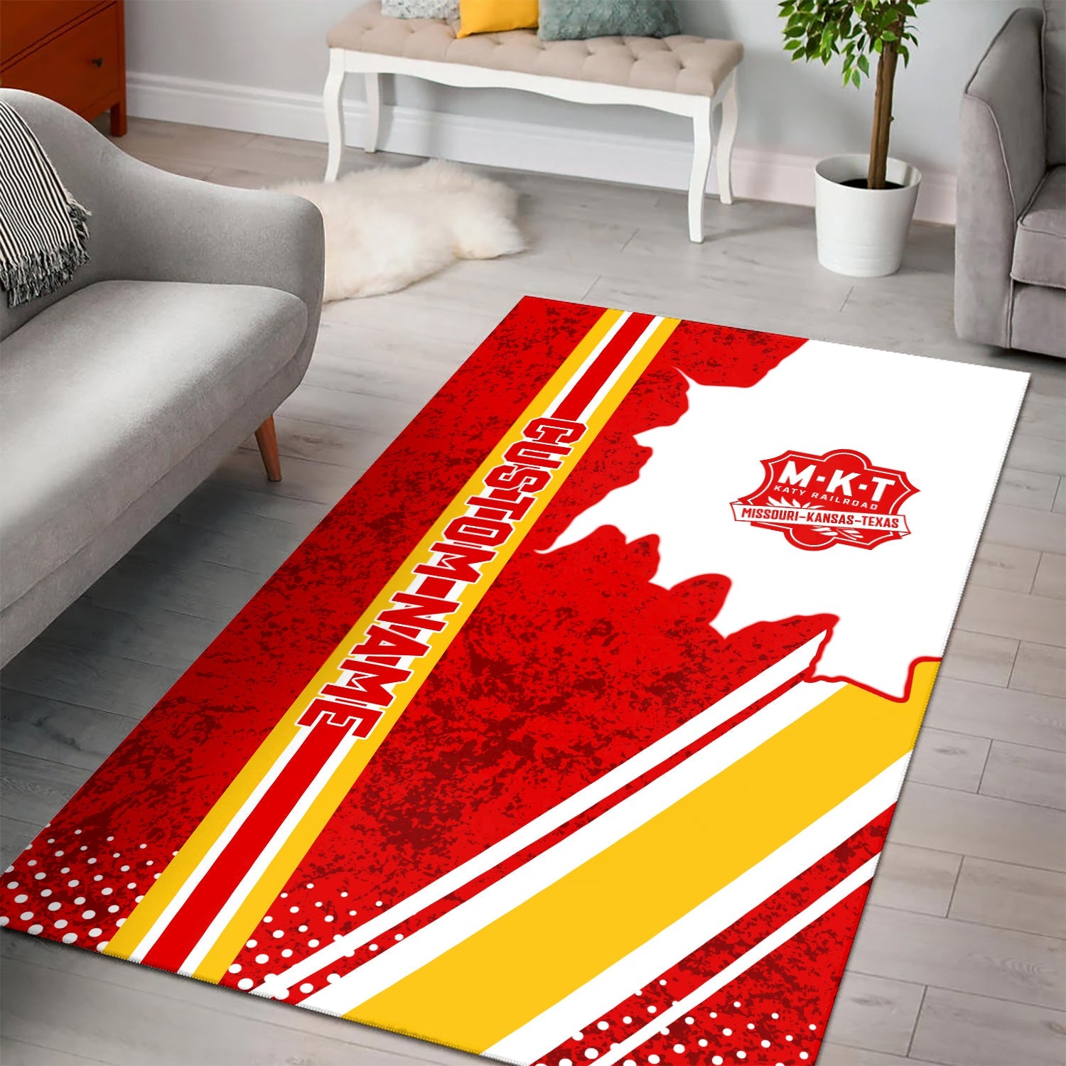 Railspirit Personalized Katy Railroad Area Rug Vintage All Over Printed Rug