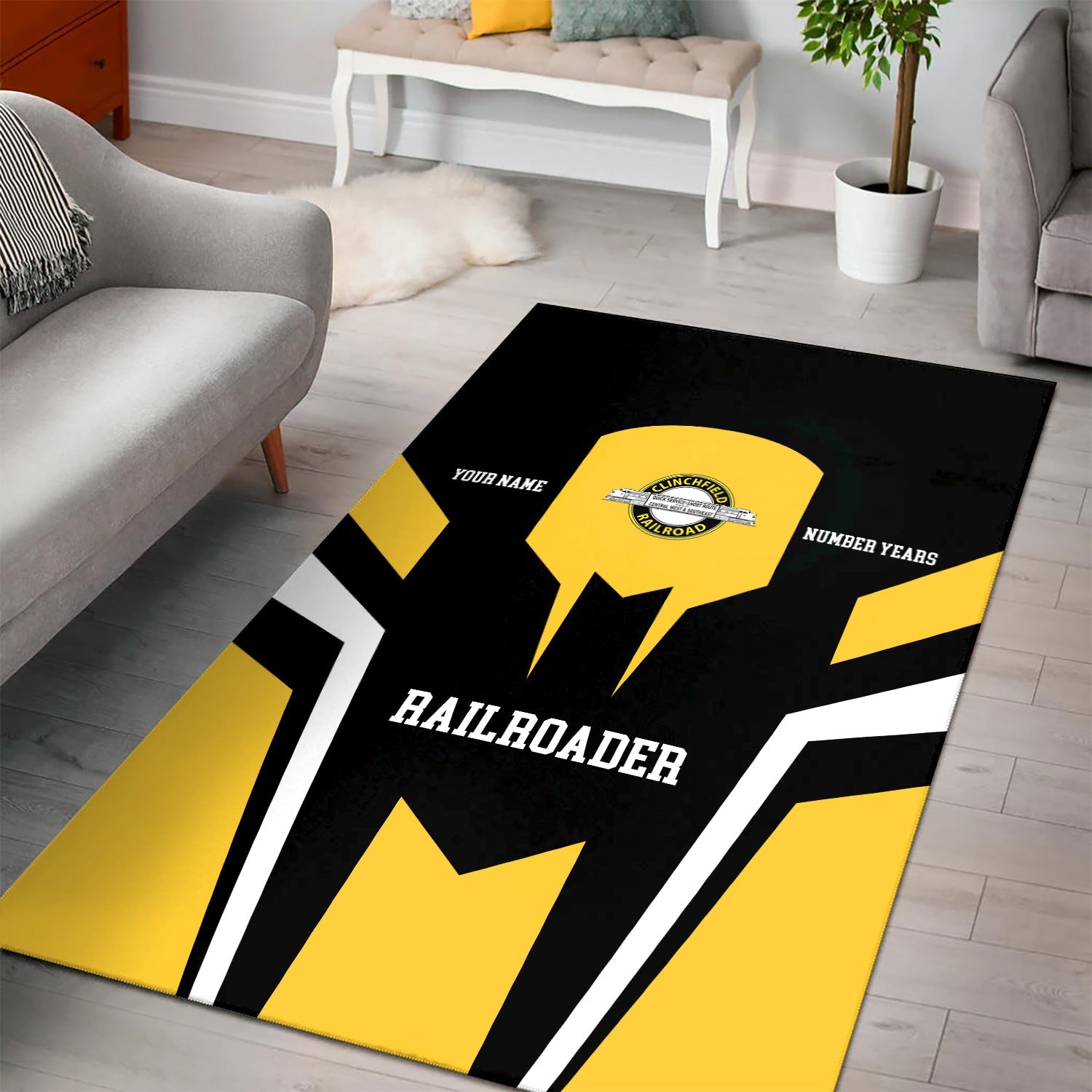 Railspirit Personalized Clinchfield Railroad Area Rug Custom Year Railroader Rug Gift Idea For Train Lover