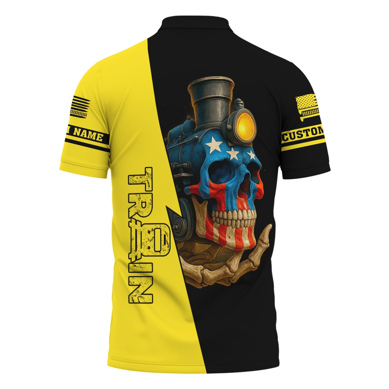 Railspirit Personalized Clinchfield Railroad Polo Shirt Train Skull American Flag Shirt All Over Print
