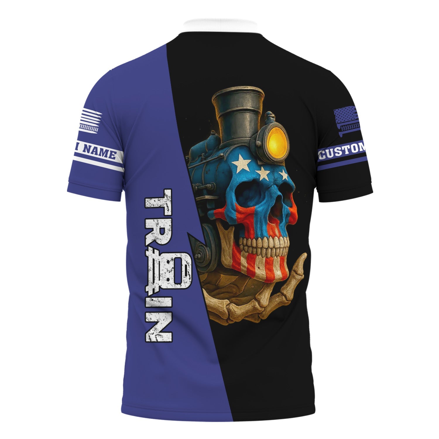 Railspirit Personalized New York, Chicago and St. Louis Railroad Polo Shirt Train Skull American Flag Nickel Plate Road Shirt