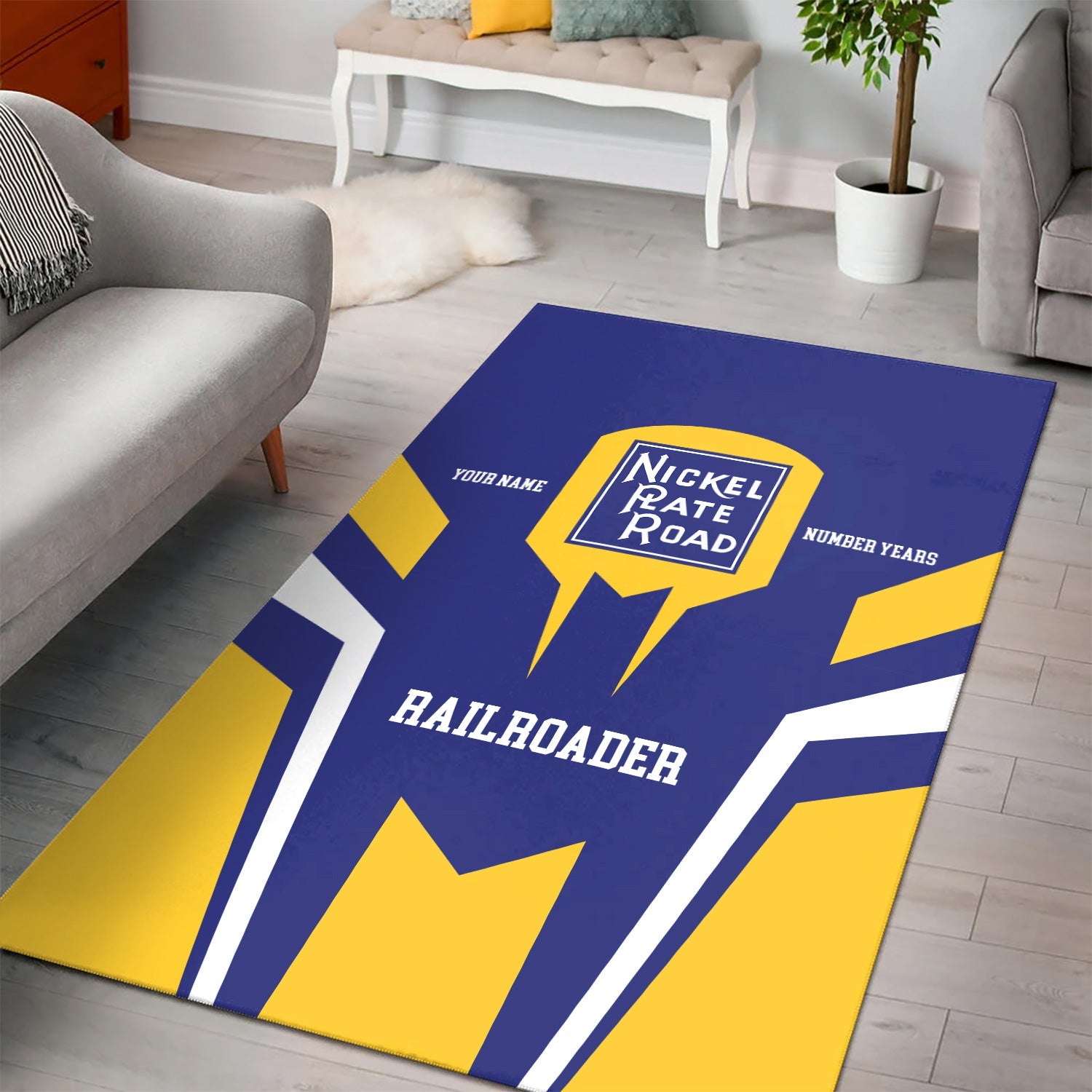 Railspirit Personalized New York, Chicago and St. Louis Railroad Area Rug Custom Year Railroader Nickel Plate Road Rug Gift Idea For Train Lover