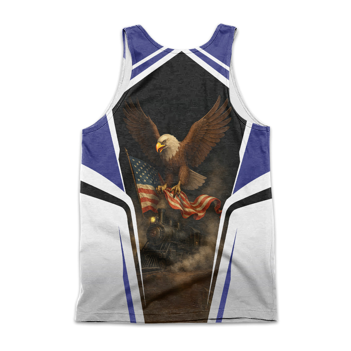 Railspirit Personalized New York, Chicago and St. Louis Railroad Men Tank Top American Eagle Vintage Train Nickel Plate Road Shirt