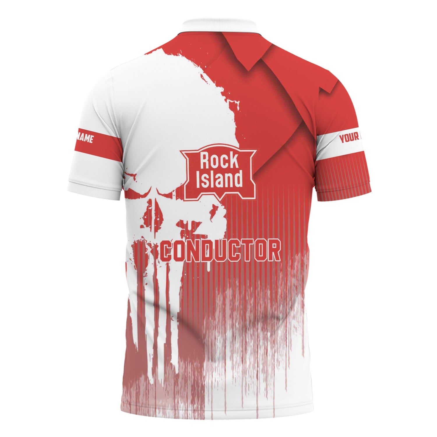 Railspirit Personalized Chicago, Rock Island and Pacific Railroad Polo Shirt Skull Design with Custom Job Rock Island Railroad Train Shirt