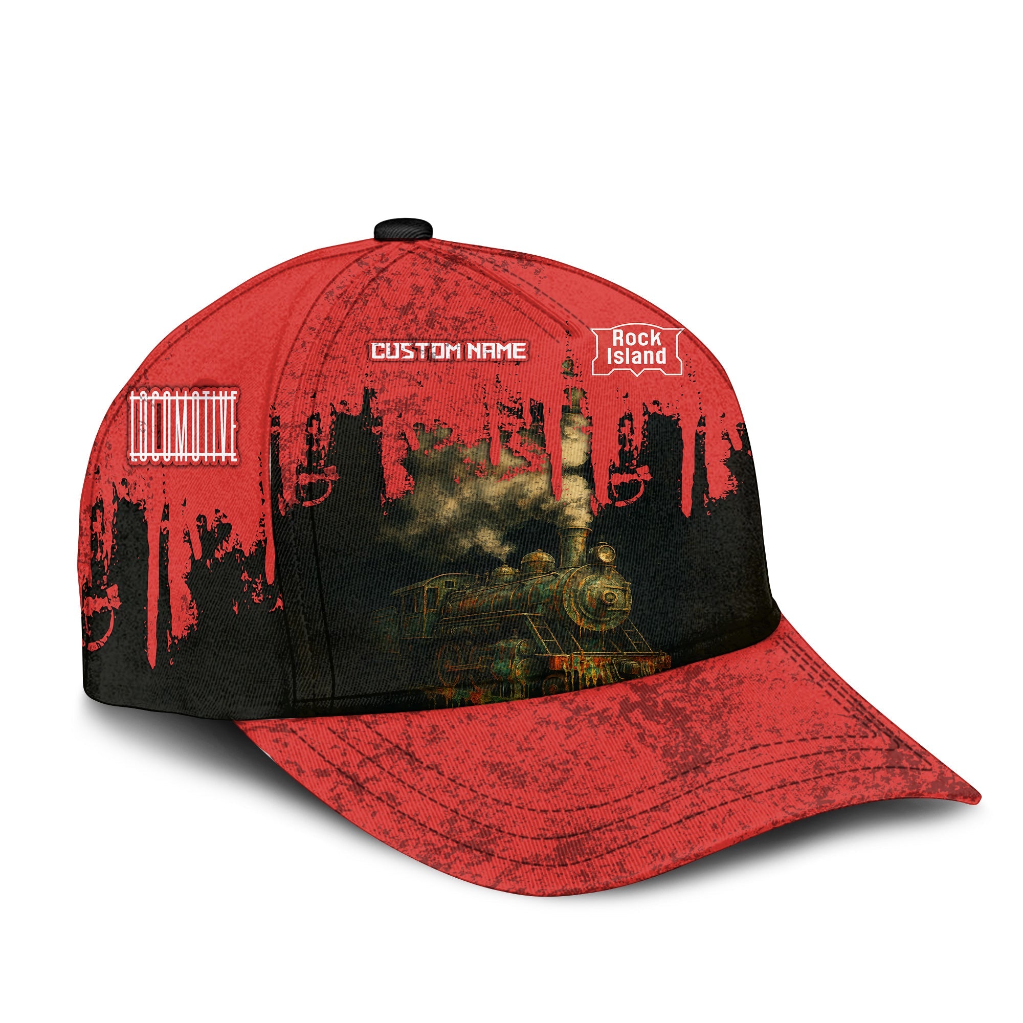 Railspirit Personalized Chicago, Rock Island and Pacific Railroad Classic Cap Vintage Train Art Style Rock Island Railroad Cap For Locomotive Fans