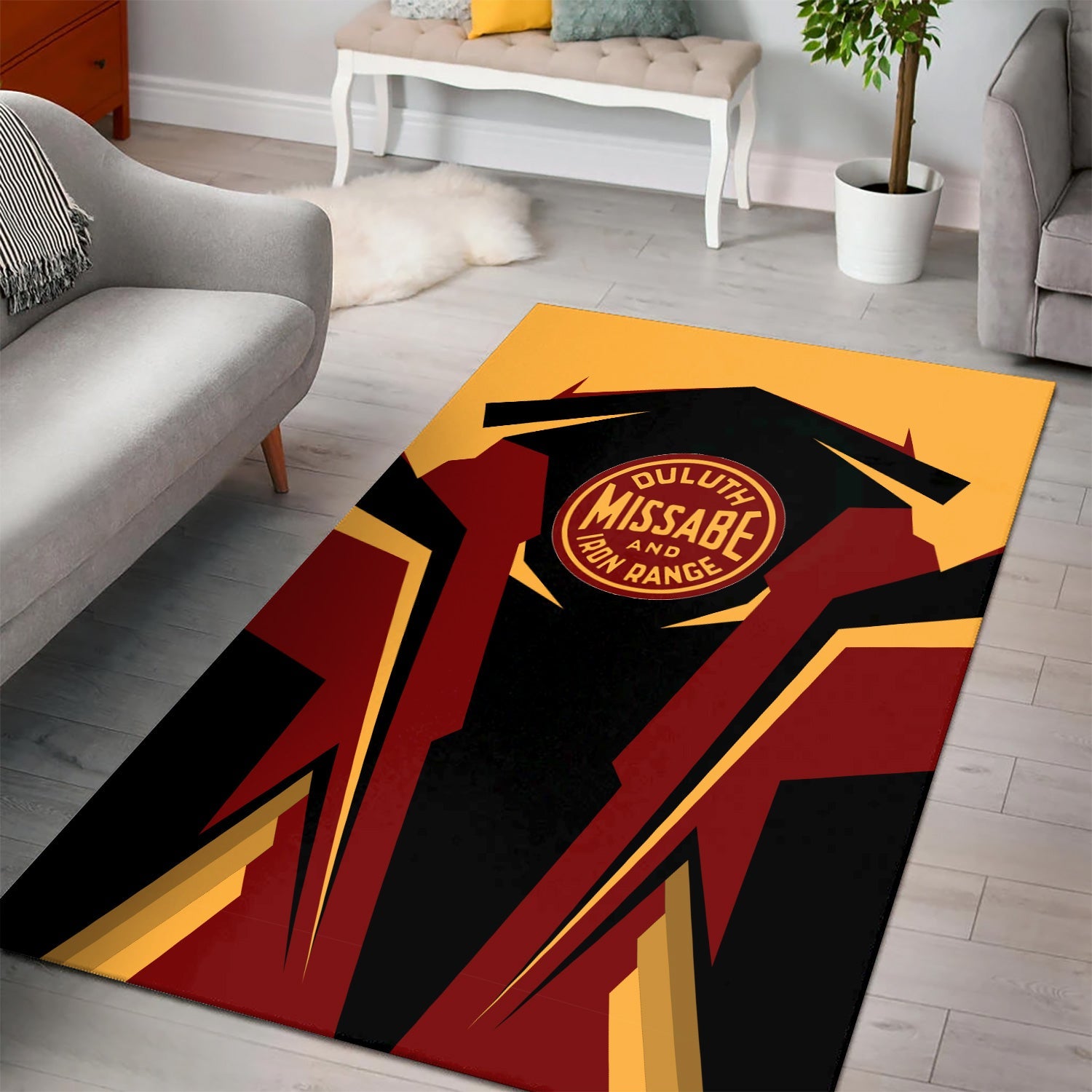 Railspirit Personalized Duluth, Missabe, & Iron Range Railroad Area Rug Strong Line Style  Train Area Rug Gift Idea For Train Lover